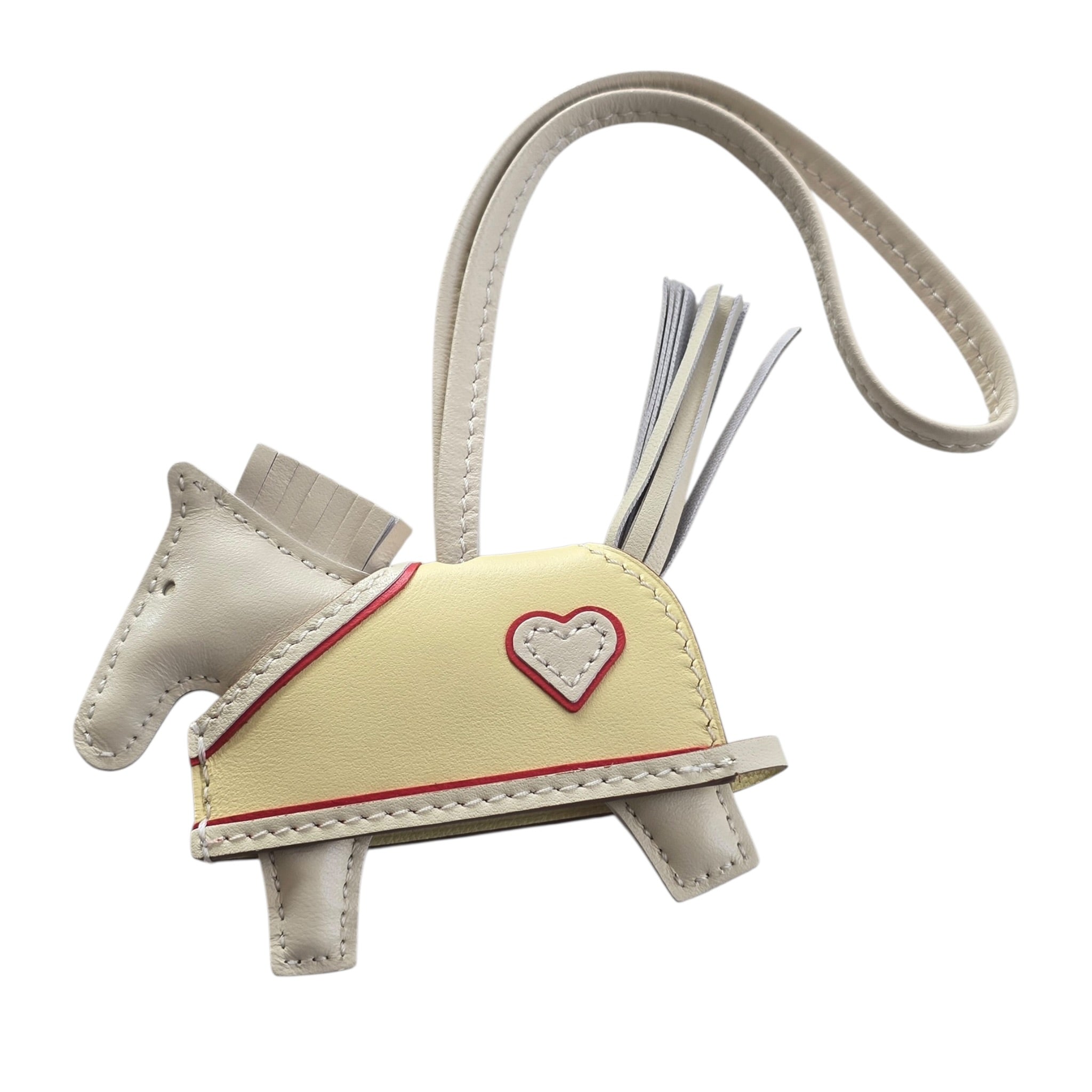 Hermès Rodeo Robeo Coeur Charm PM Craie, Jaune Milton & Rouge Radieux Milo Lambskin HERMES