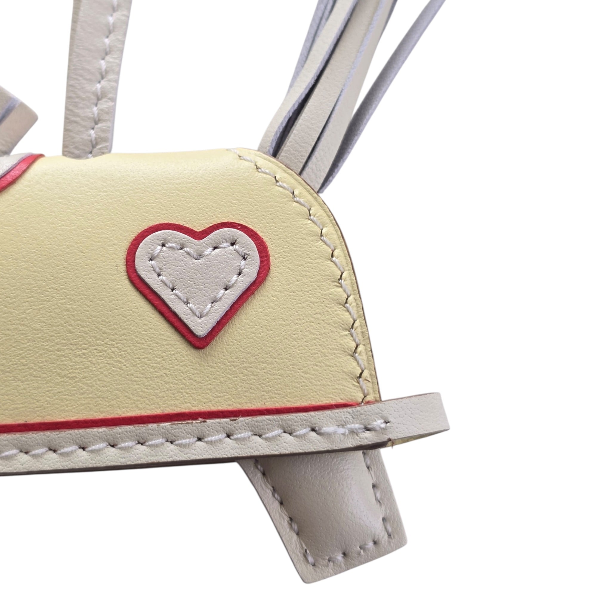 Hermès Rodeo Robeo Coeur Charm PM Craie, Jaune Milton & Rouge Radieux Milo Lambskin HERMES