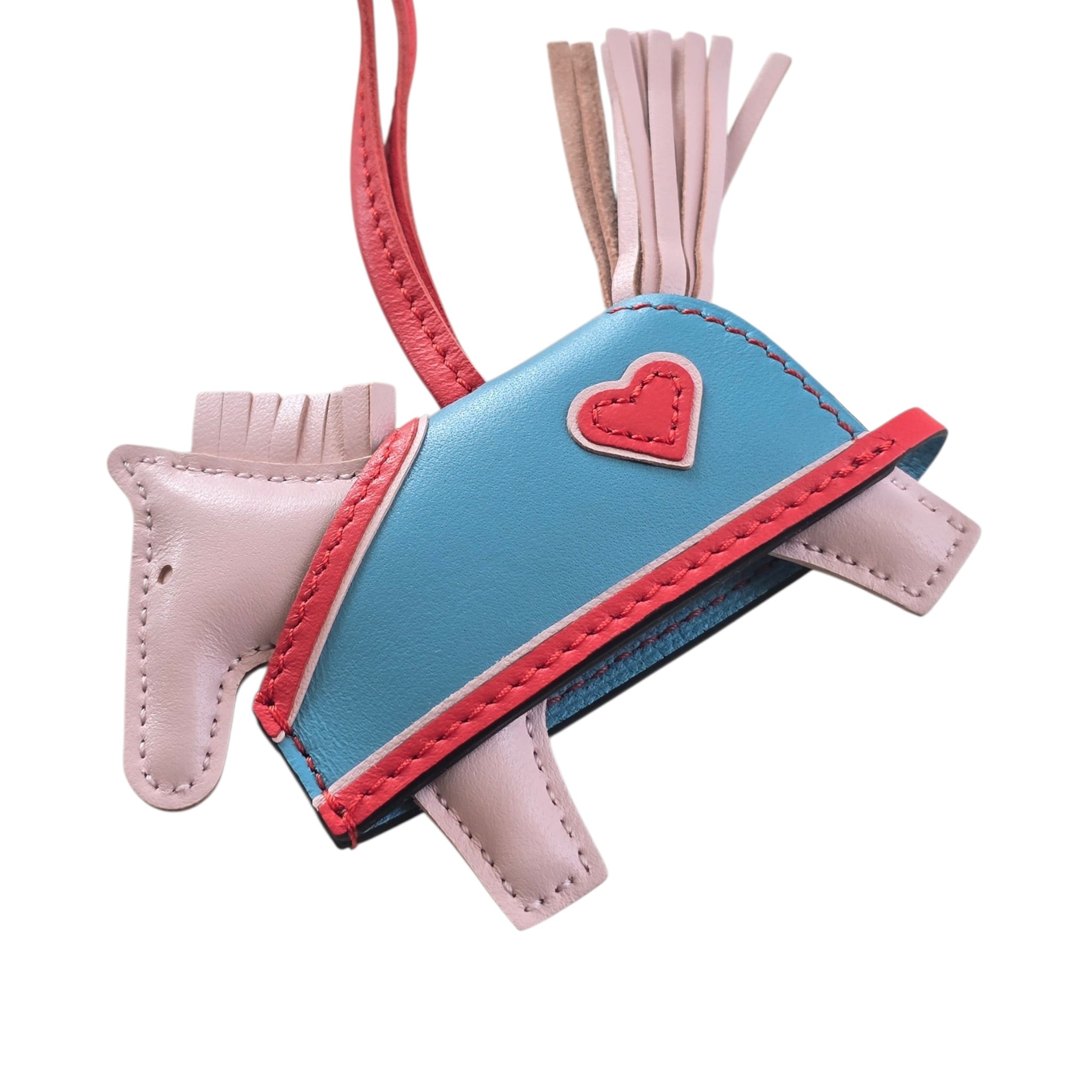 Hermès Rodeo Robeo Coeur Bag Charm PM Rose Darling, Bleu Celeste & Rouge Radieux Milo Lambskin HERMES