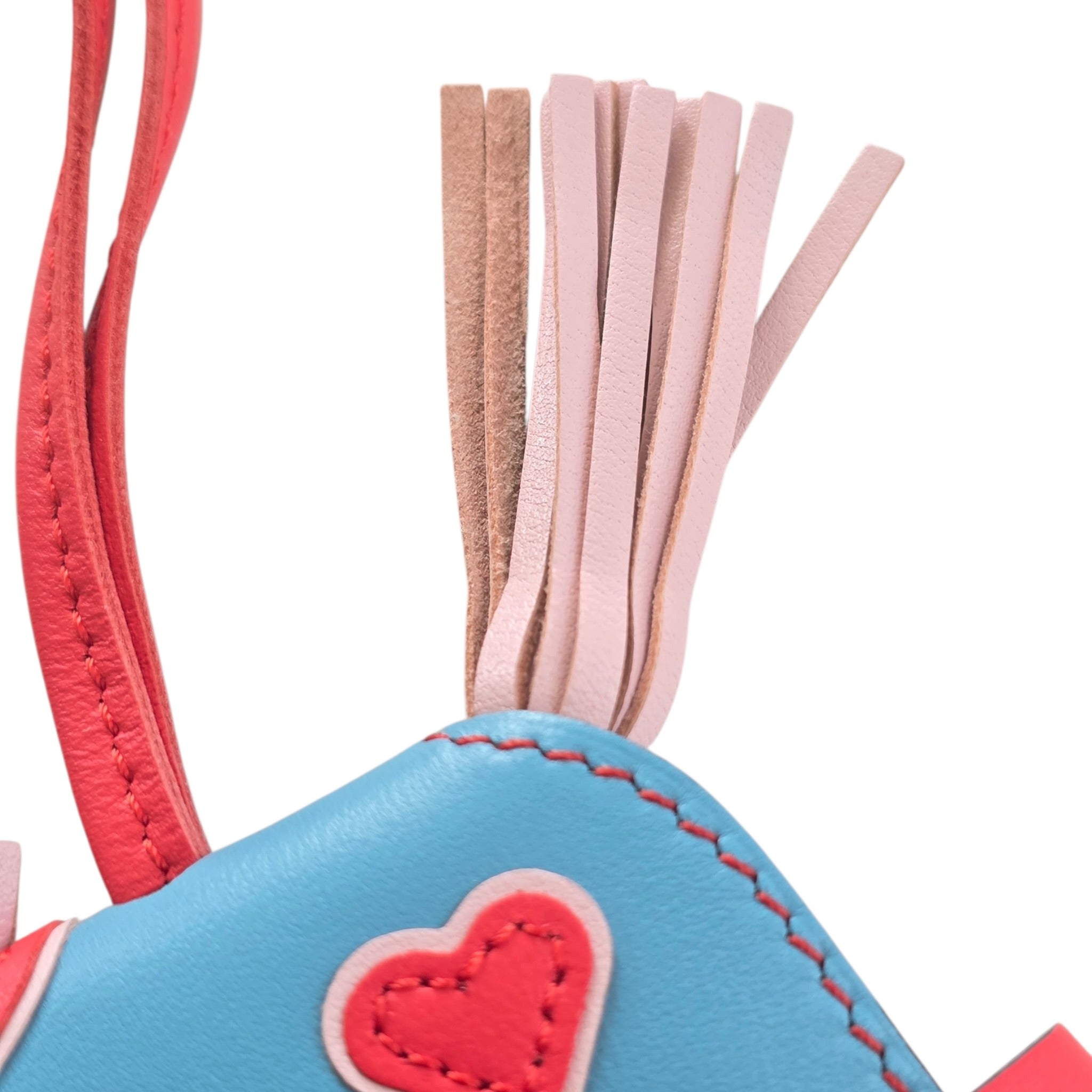 Hermès Rodeo Robeo Coeur Bag Charm PM Rose Darling, Bleu Celeste & Rouge Radieux Milo Lambskin HERMES