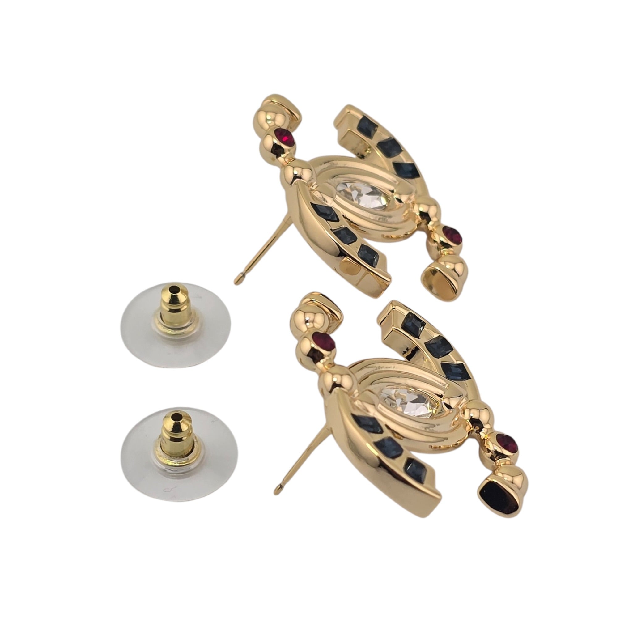 Chanel CC Gold Stud Multi Coloured Crystal Earrings 2026 CHANEL