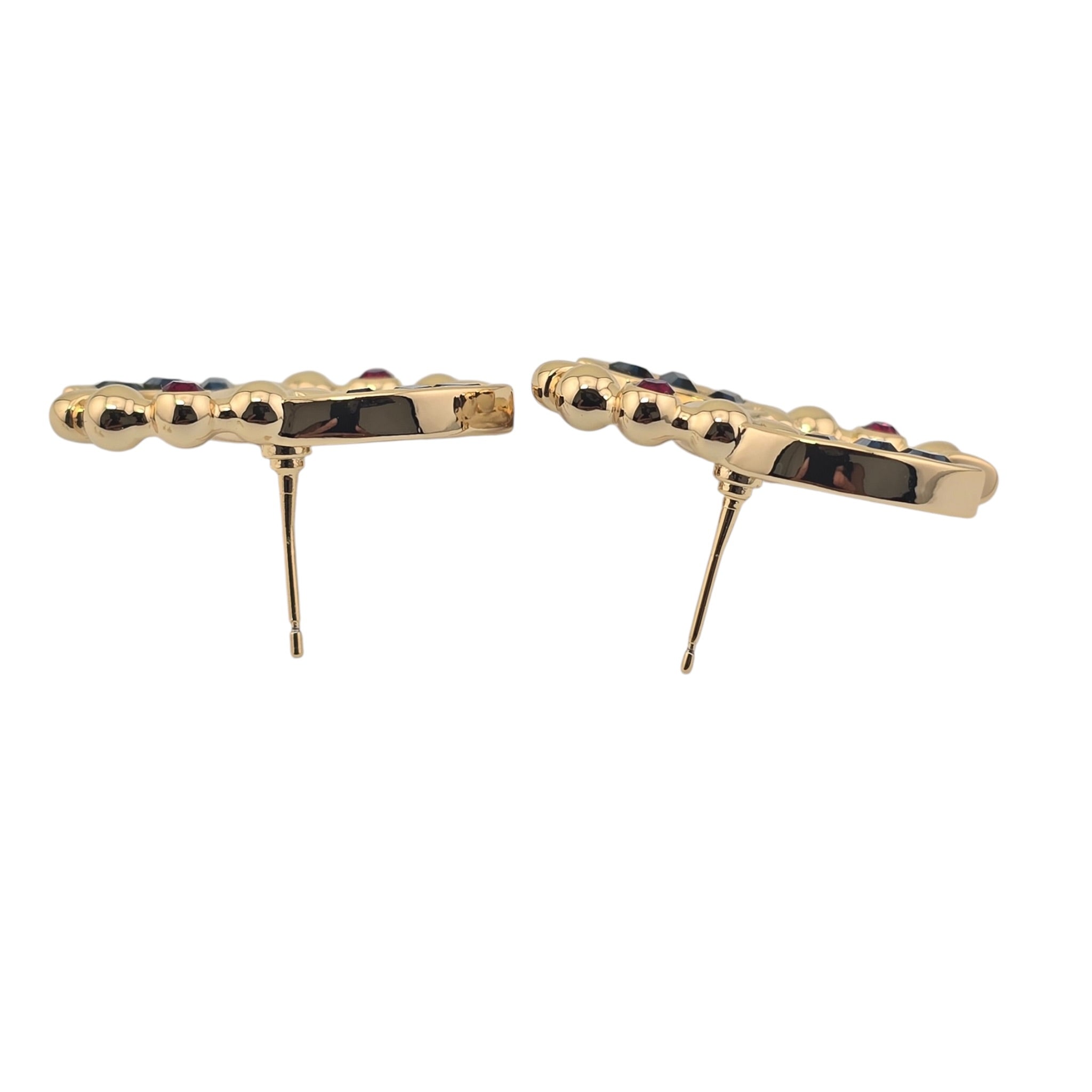 Chanel CC Gold Stud Multi Coloured Crystal Earrings 2026 CHANEL