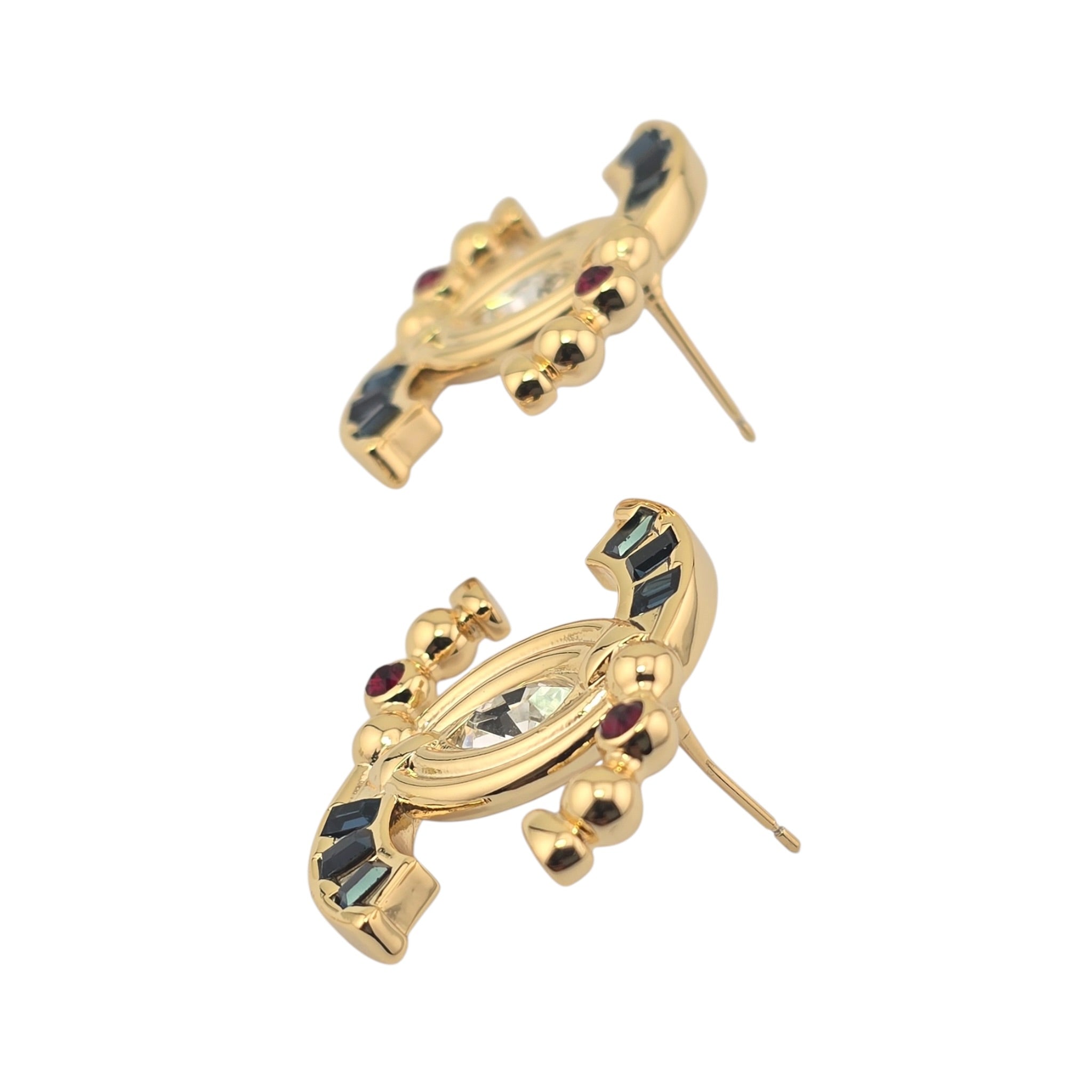 Chanel CC Gold Stud Multi Coloured Crystal Earrings 2026 CHANEL