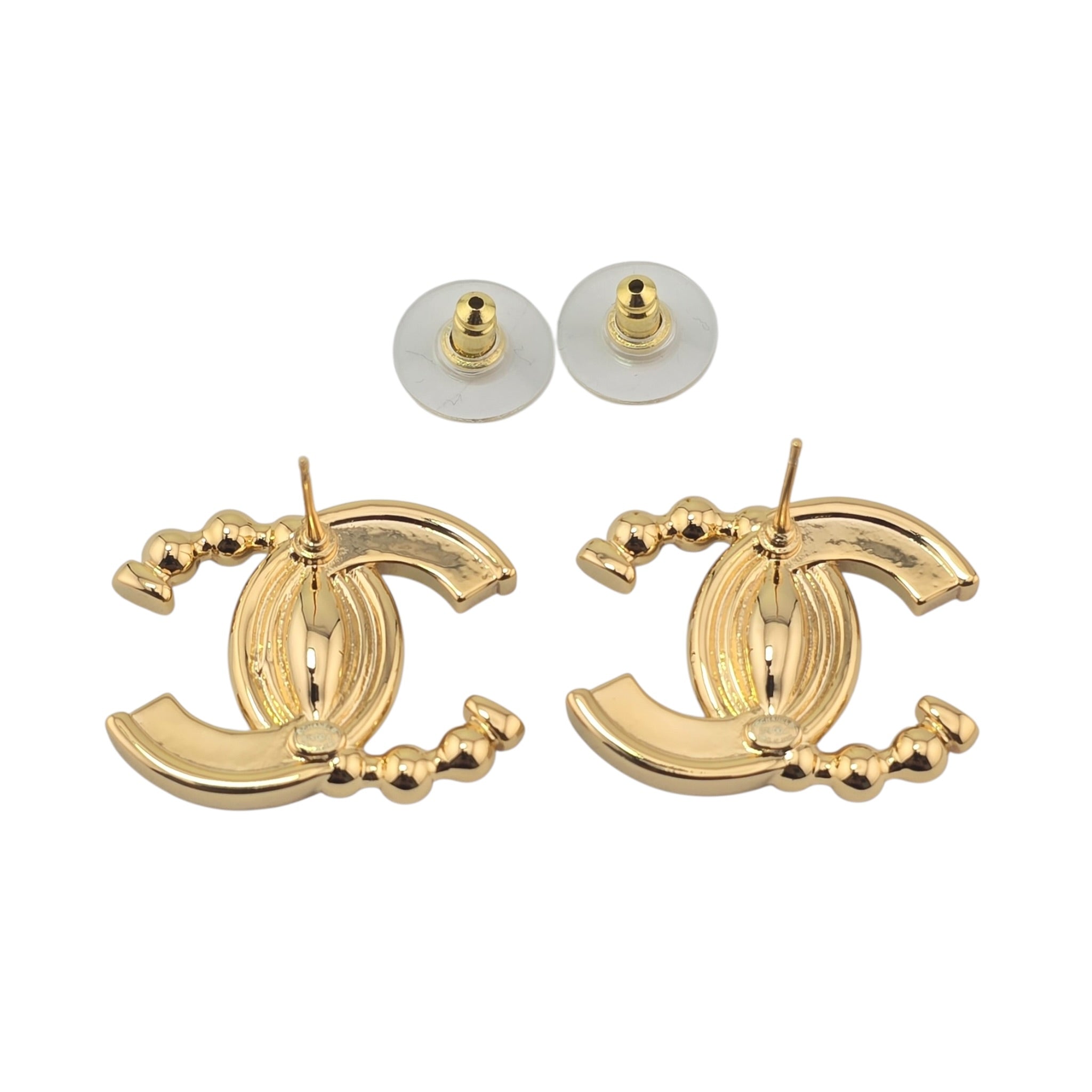 Chanel CC Gold Stud Multi Coloured Crystal Earrings 2026 CHANEL