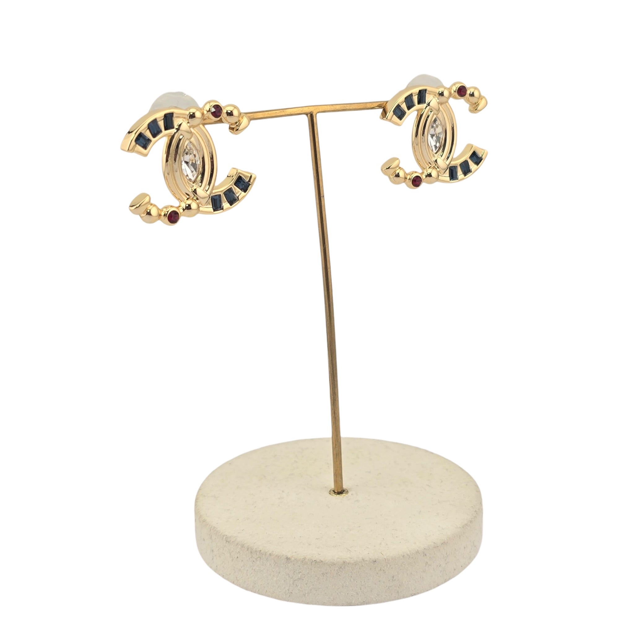 Chanel CC Gold Stud Multicoloured Crystal Earrings 2026 CHANEL
