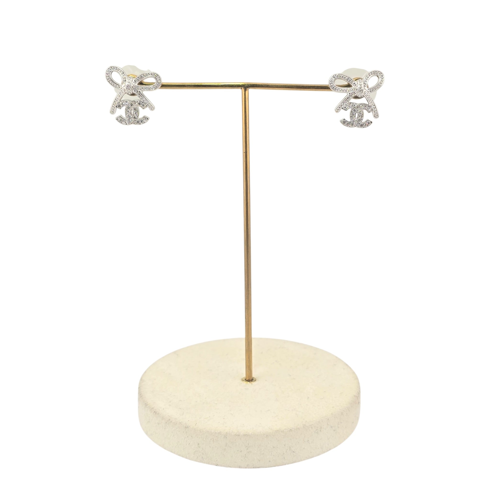 Chanel CC Pendant Silver Bow Earrings 2025 CHANEL