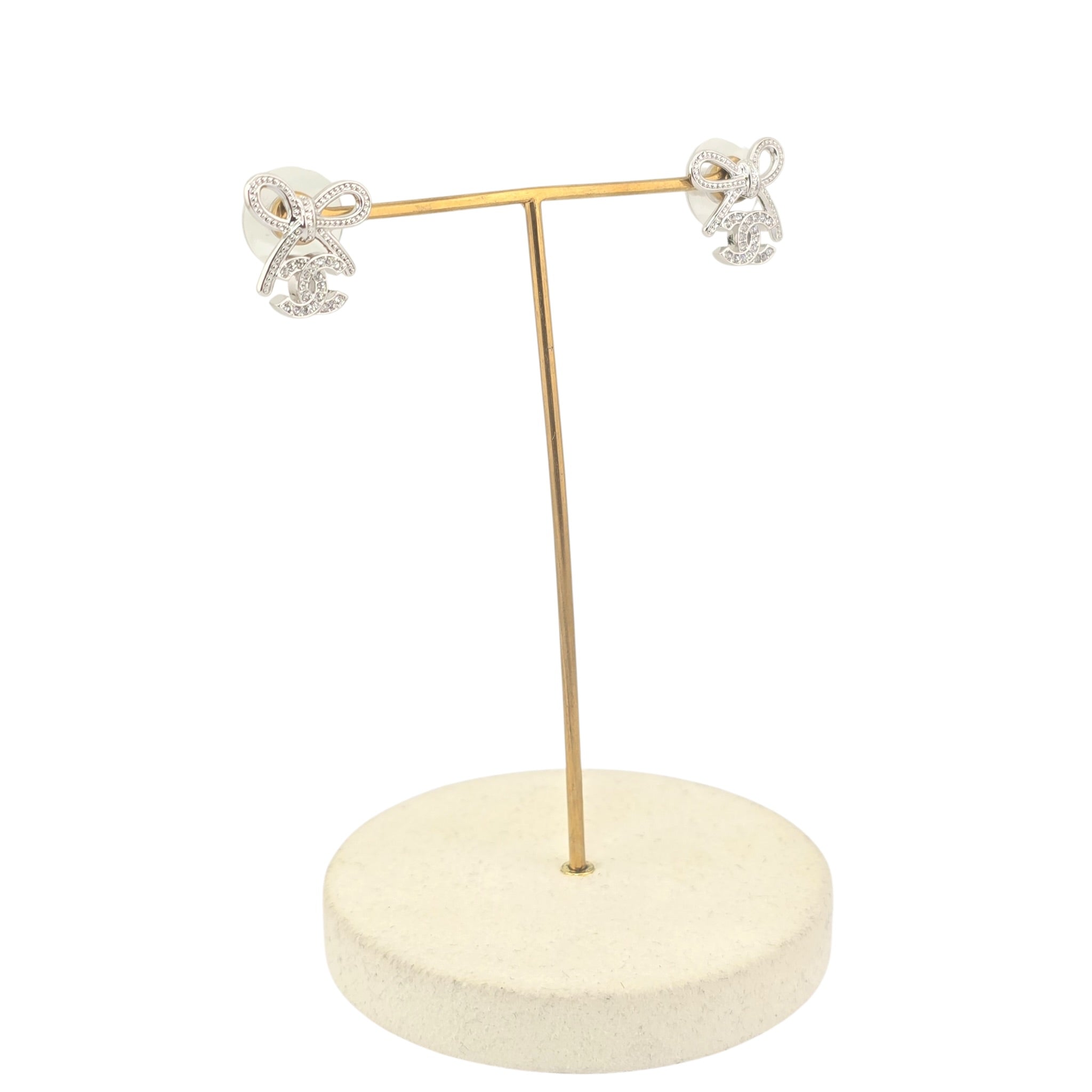 Chanel CC Pendant Silver Bow Earrings 2025 CHANEL