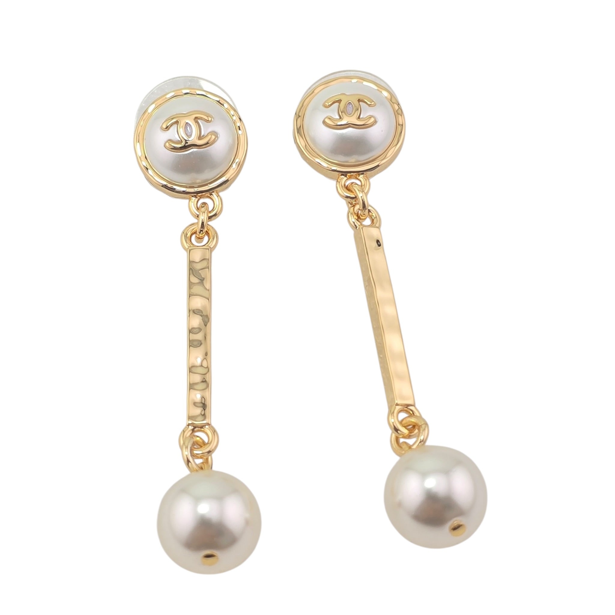 Chanel CC Pendant Gold Faux Pearl Earrings 2026 CHANEL