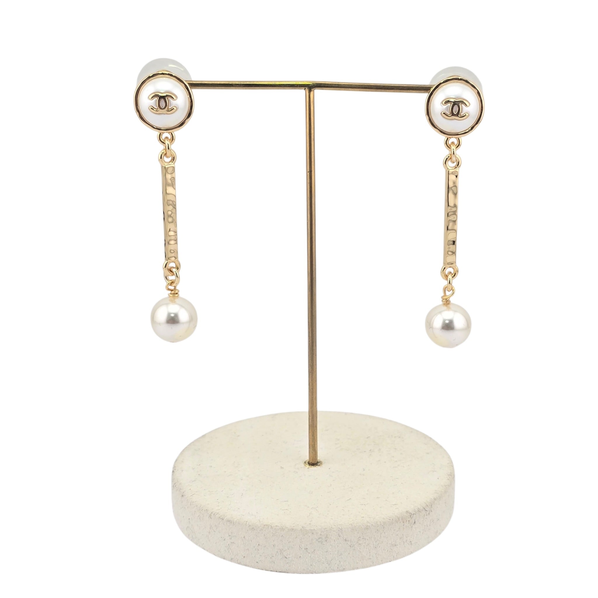 Chanel CC Pendant Gold Faux Pearl Earrings 2026 CHANEL