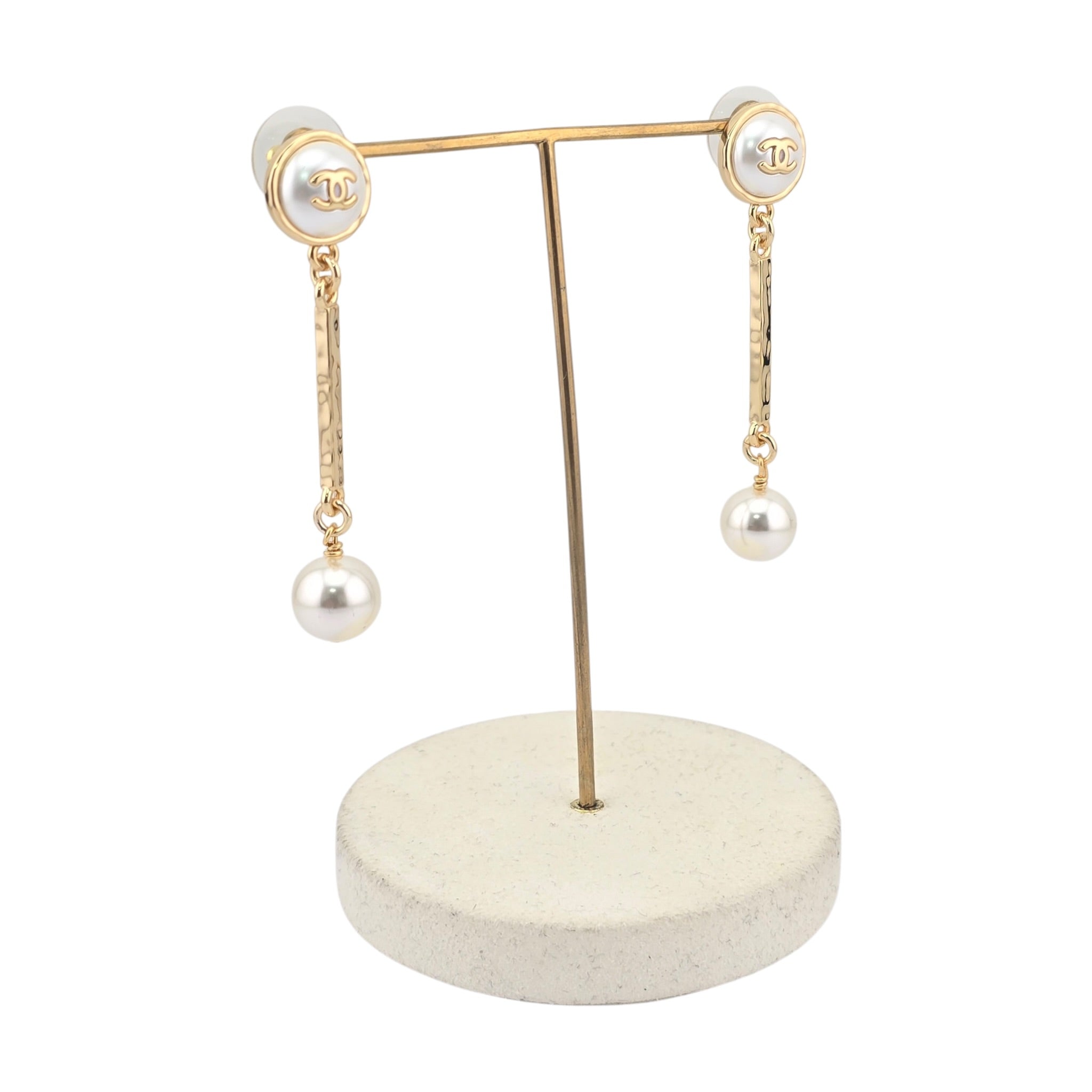 Chanel CC Pendant Gold Faux Pearl Earrings 2026 CHANEL