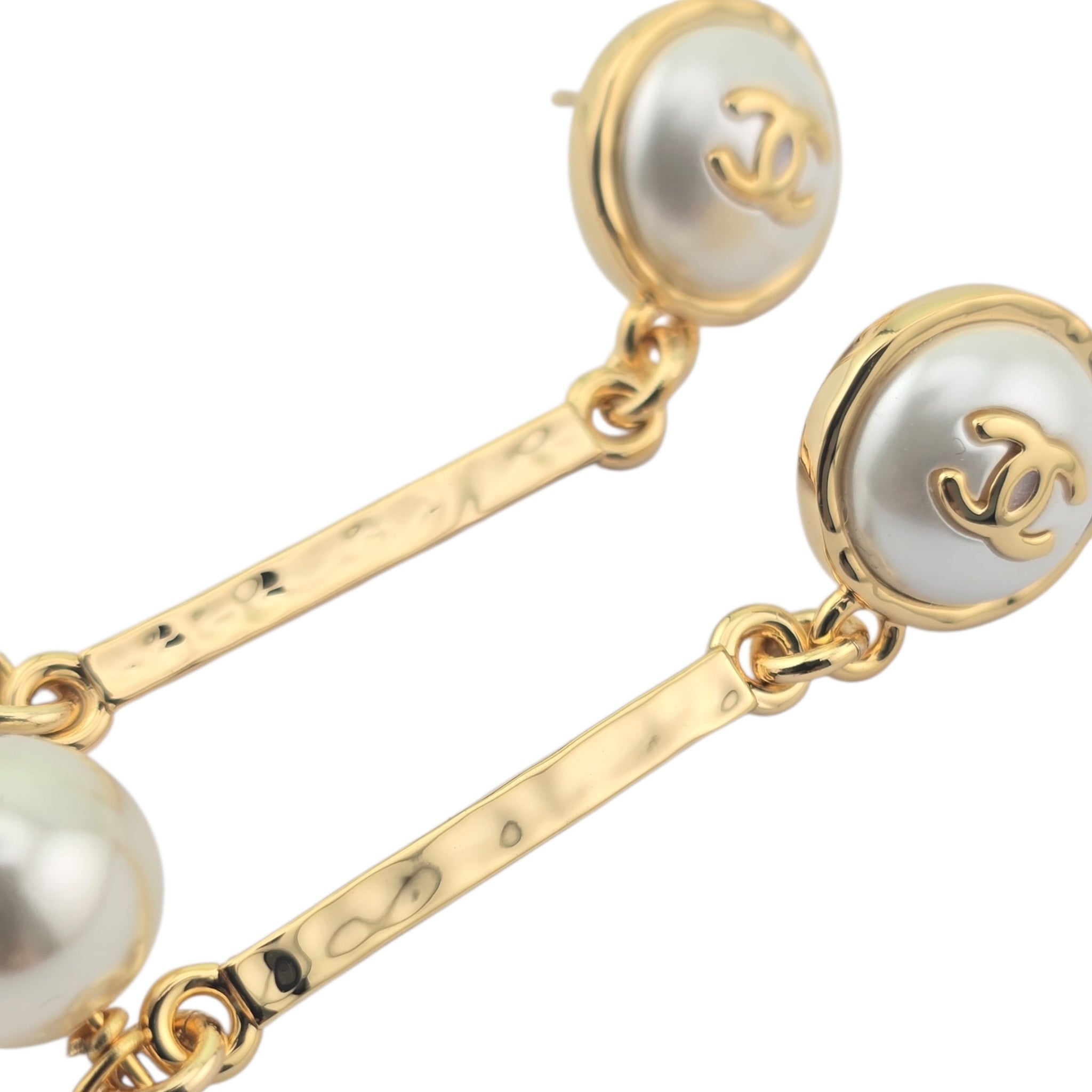 Chanel CC Pendant Gold Faux Pearl Earrings 2026 CHANEL
