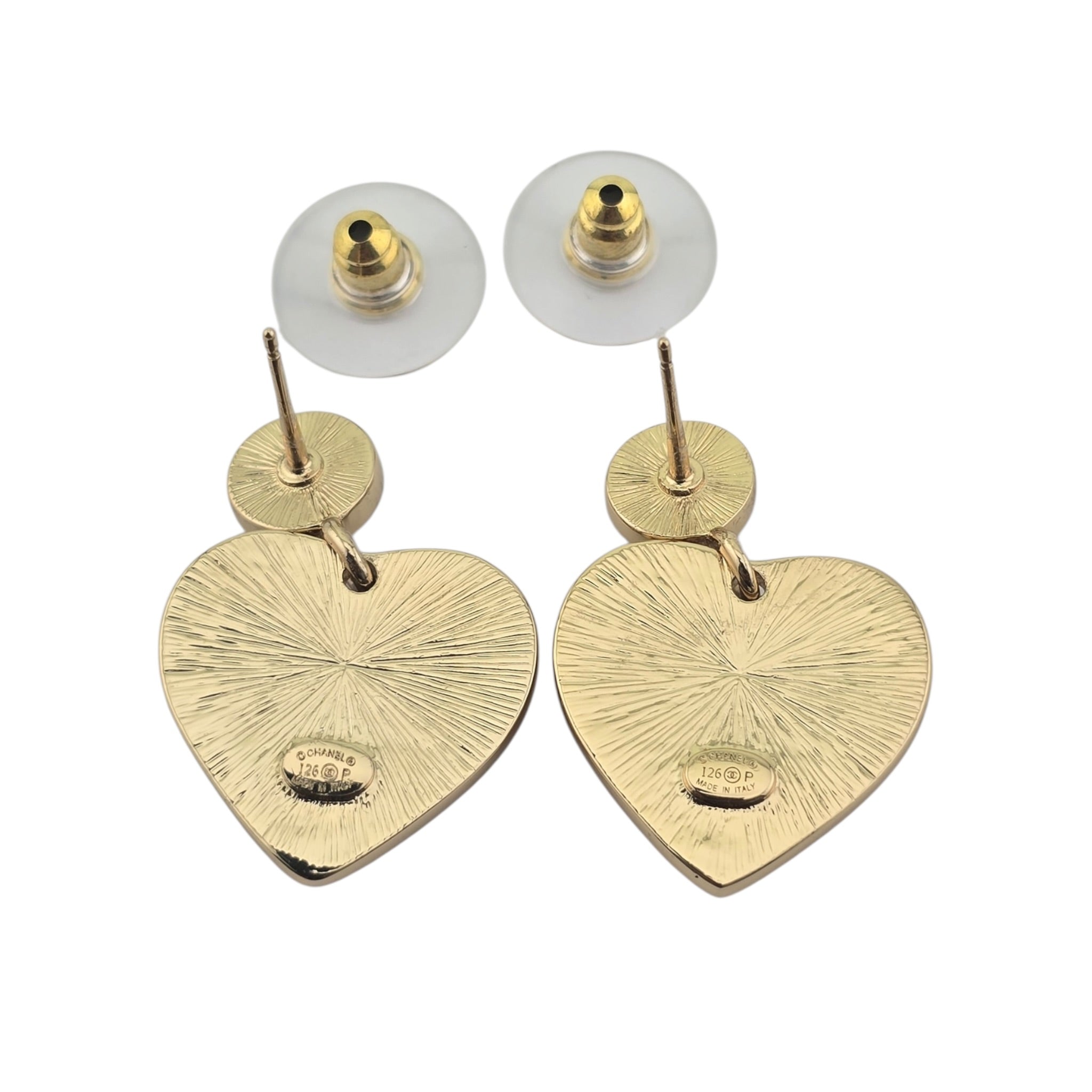 Chanel CC Red Black Heart Drop Earrings 2026 CHANEL
