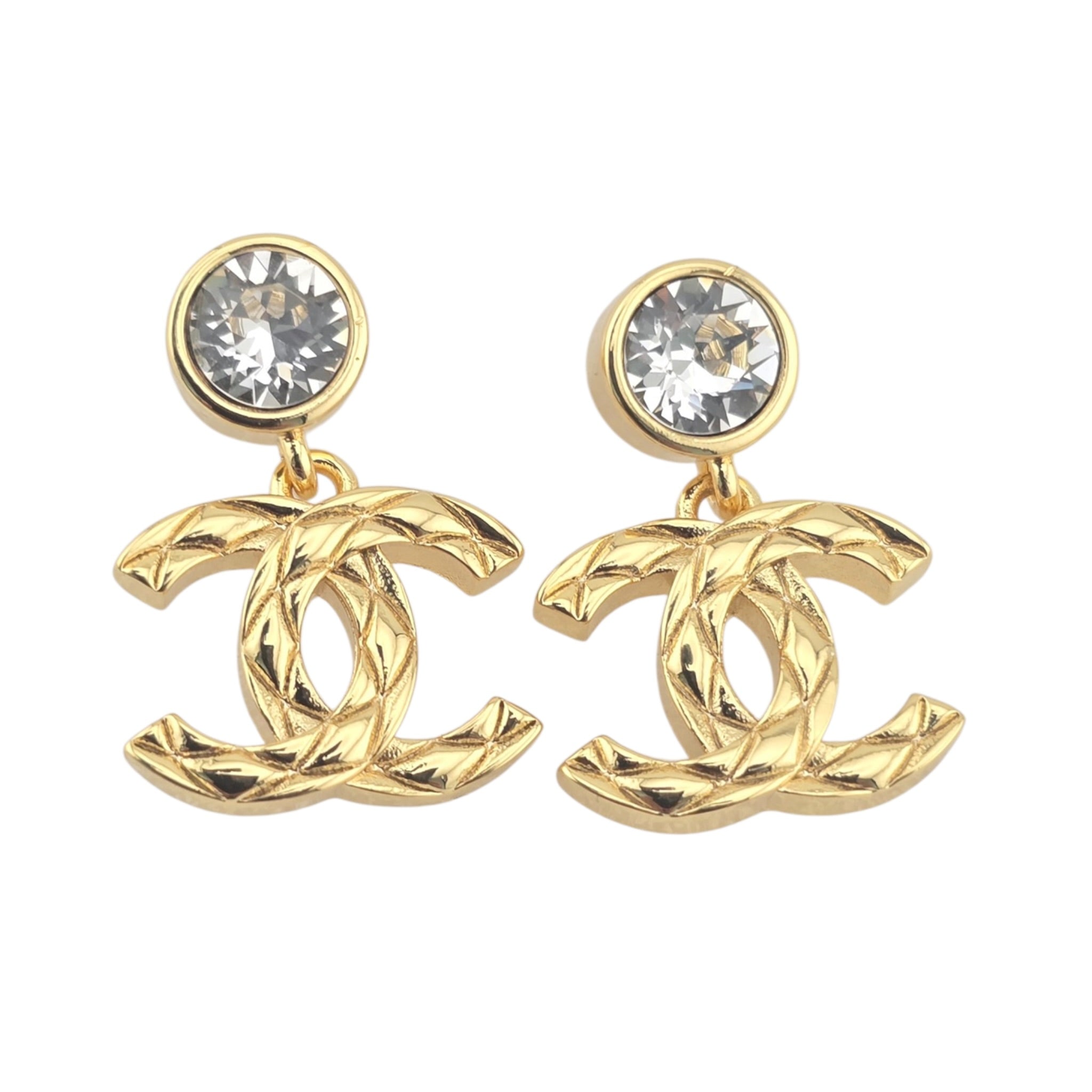 Chanel CC Gold Crystal Drop Earrings 2026 CHANEL