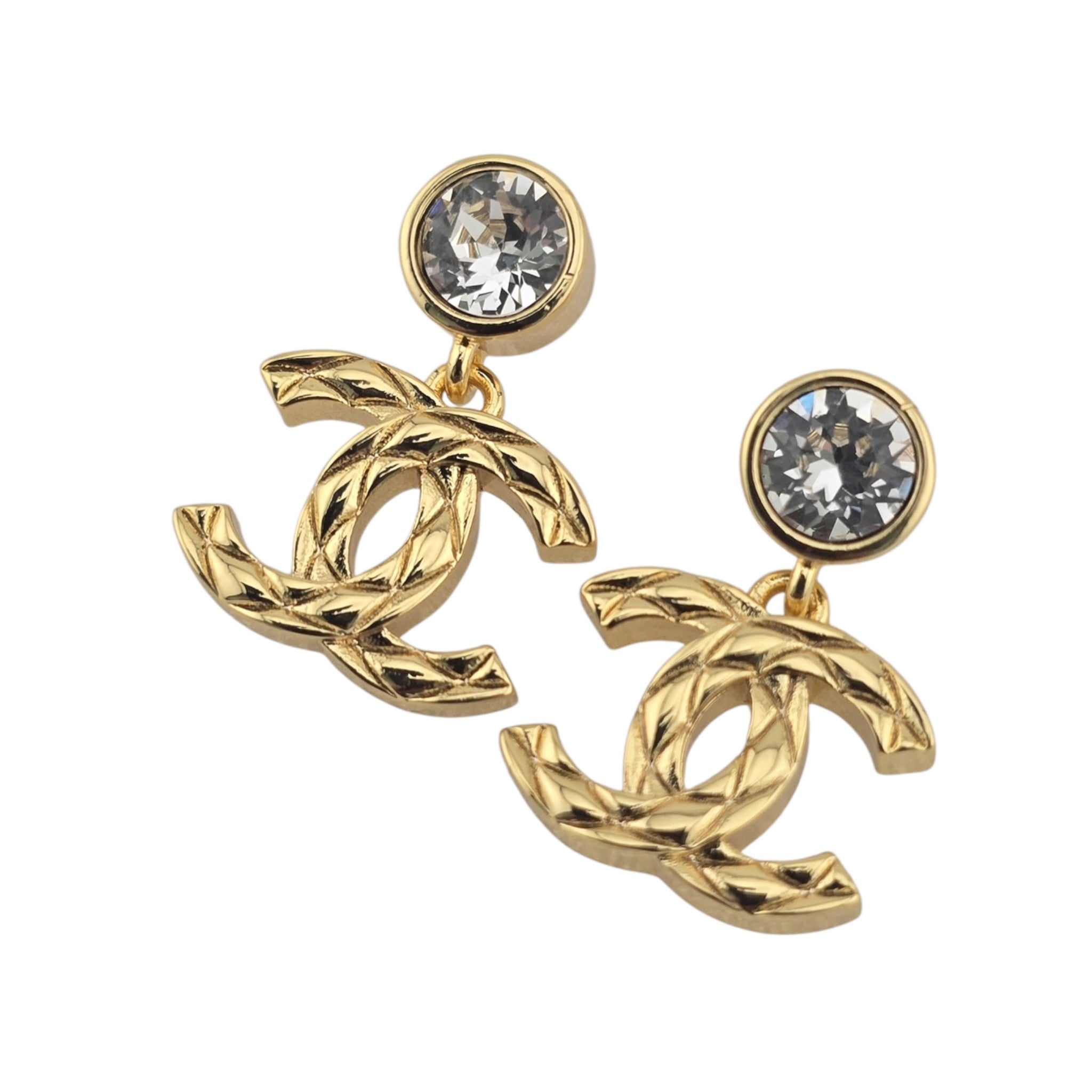 Chanel CC Gold Crystal Drop Earrings 2026 CHANEL
