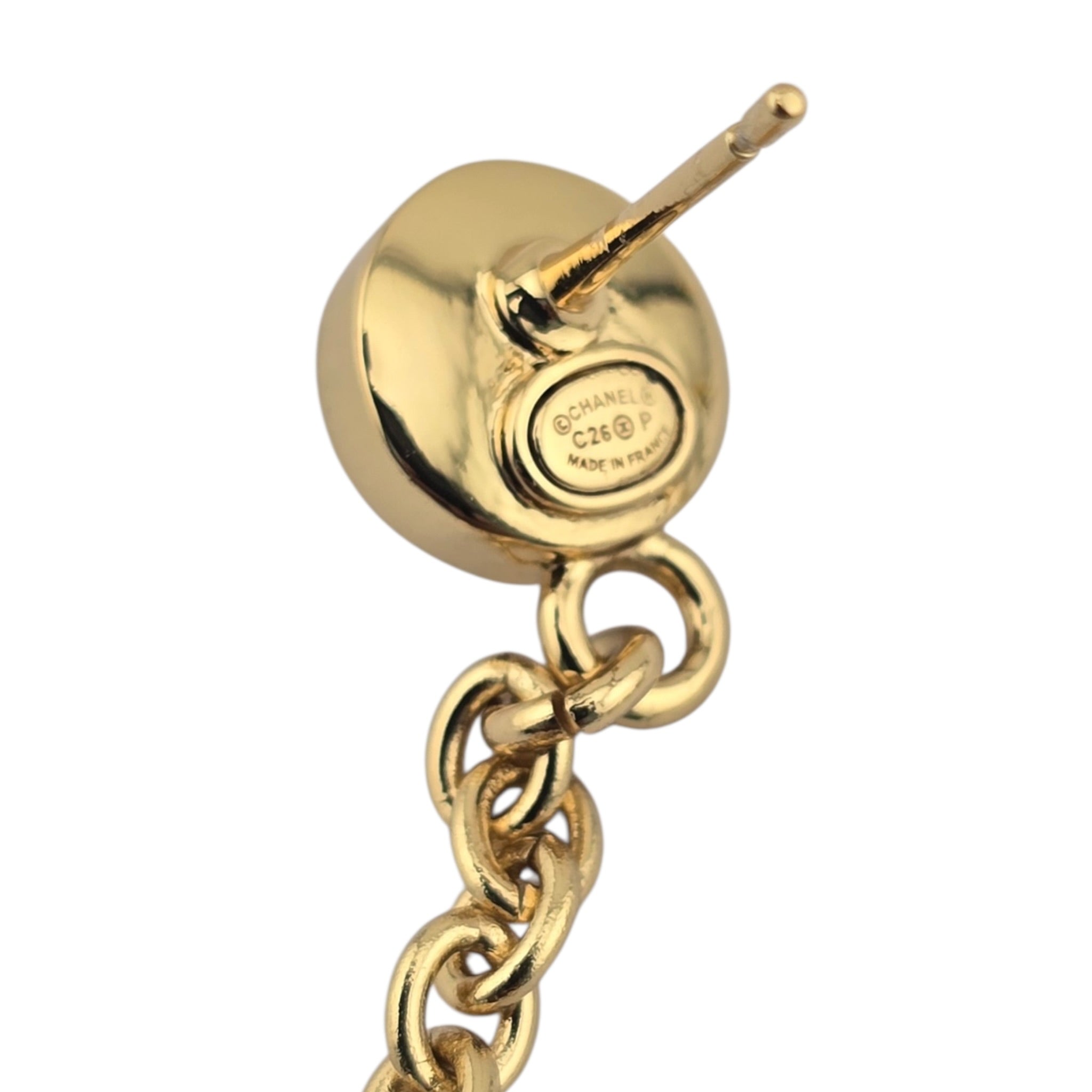 Chanel CC Gold Faux Pearl Drop Earrings 2026 CHANEL