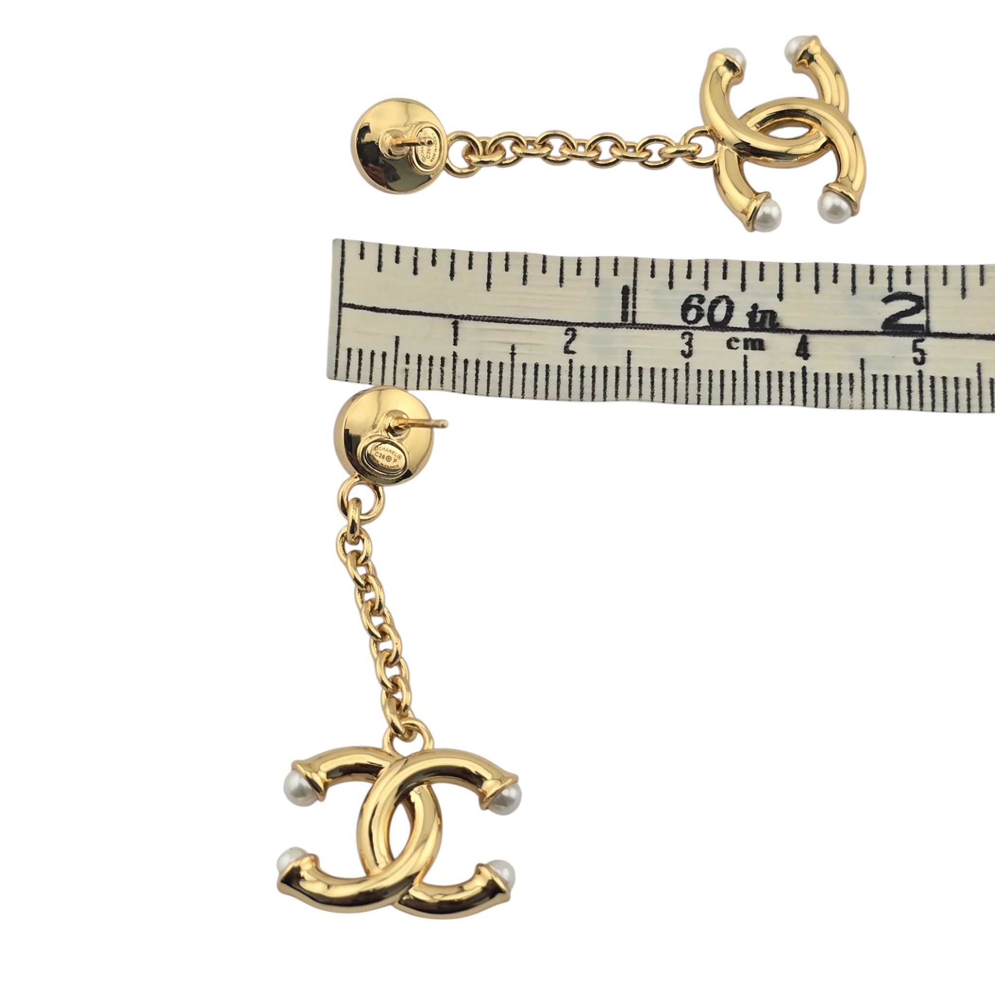Chanel CC Gold Faux Pearl Drop Earrings 2026 CHANEL