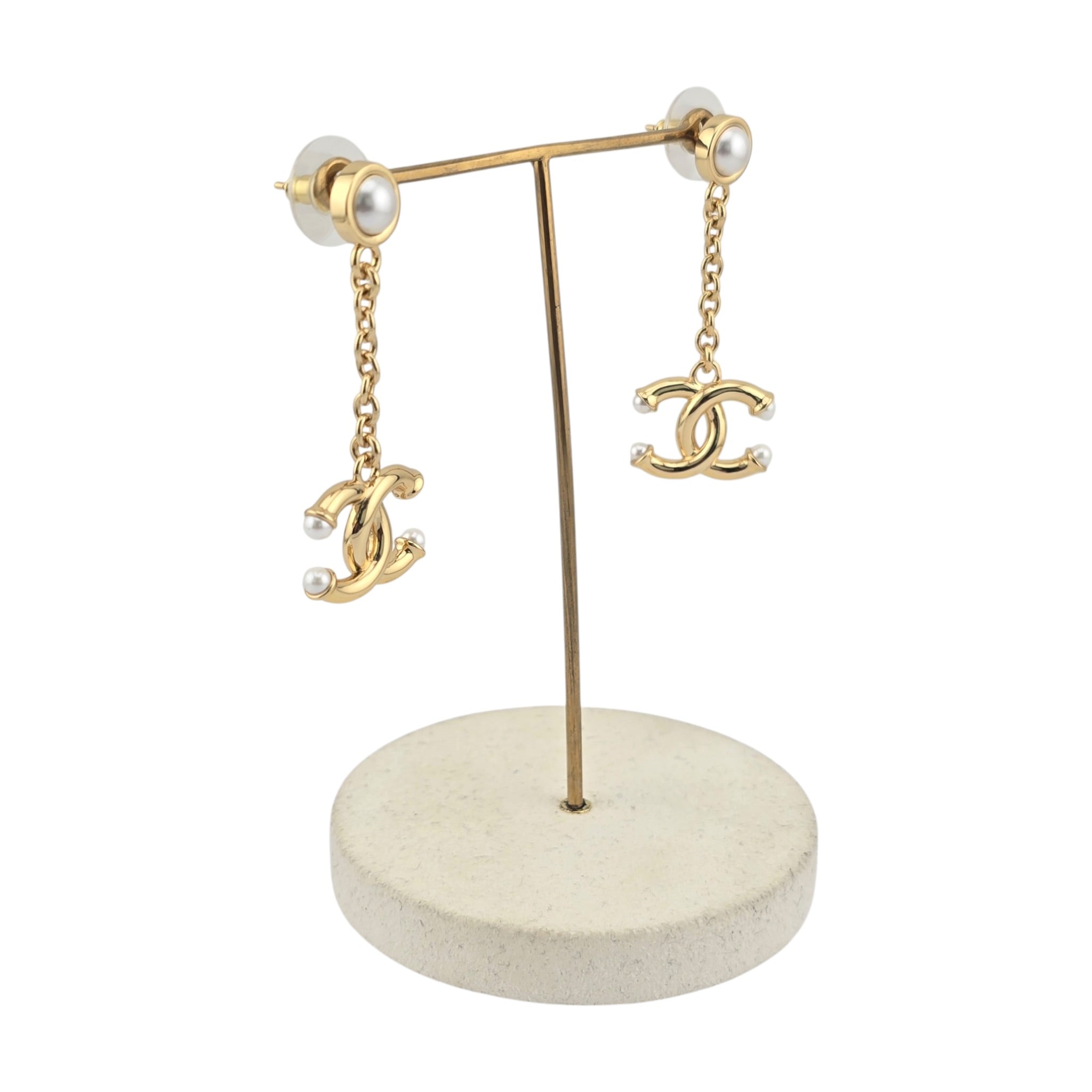 Chanel CC Gold Faux Pearl Drop Earrings 2026 CHANEL