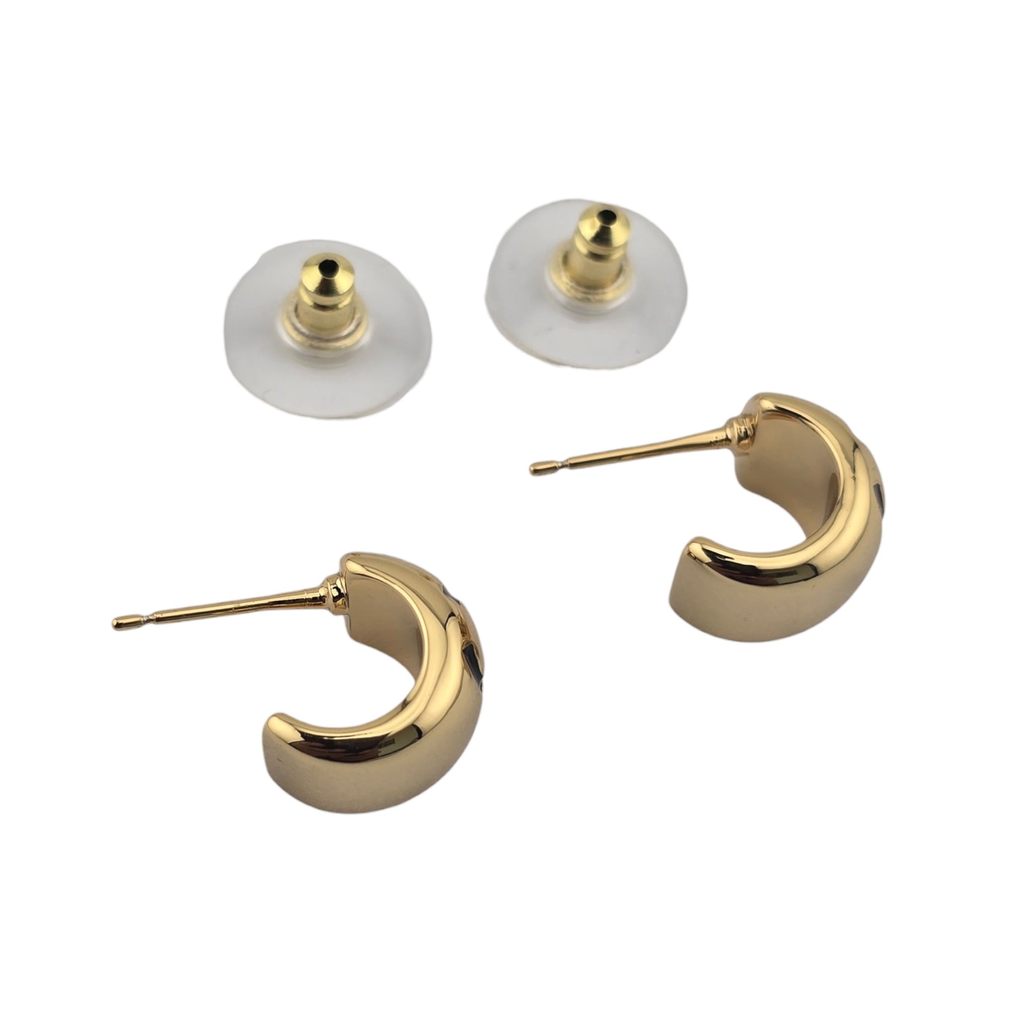 Chanel CC Metal Resin Stud Earrings Gold Black 2026 CHANEL