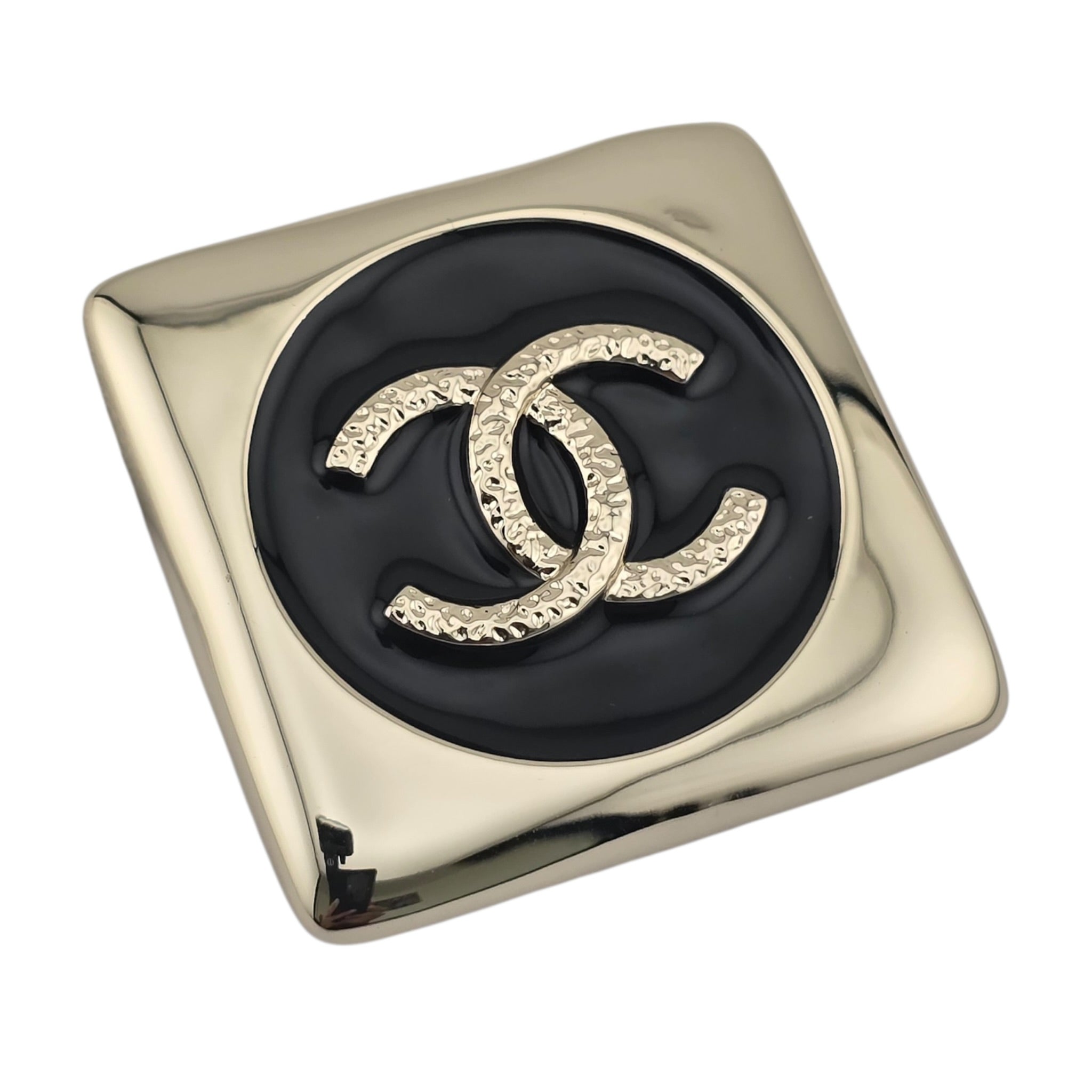 Chanel CC Square Gold Black Brooch 2026 CHANEL