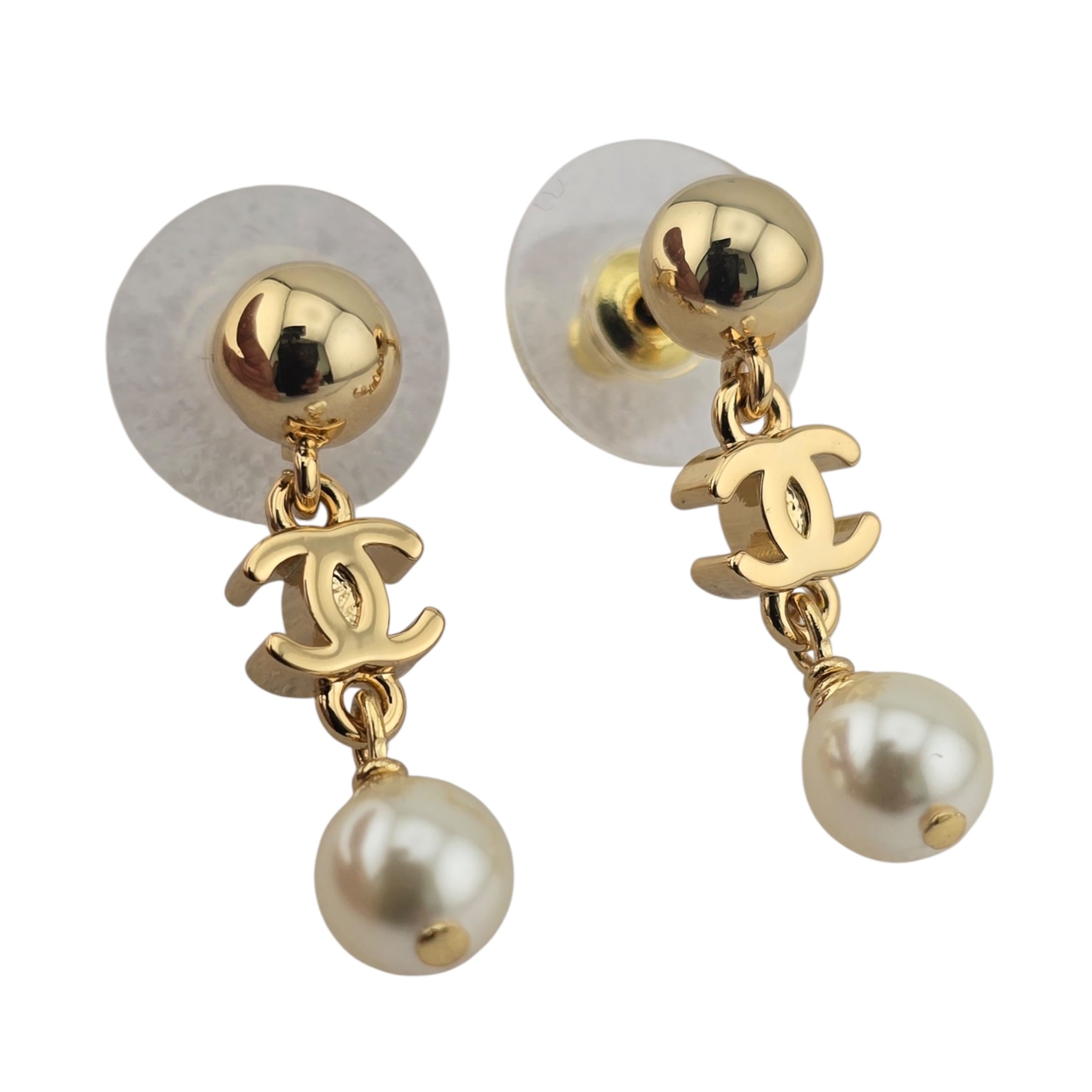 Chanel CC Pendant Faux Pearl Gold Earrings 2026 CHANEL