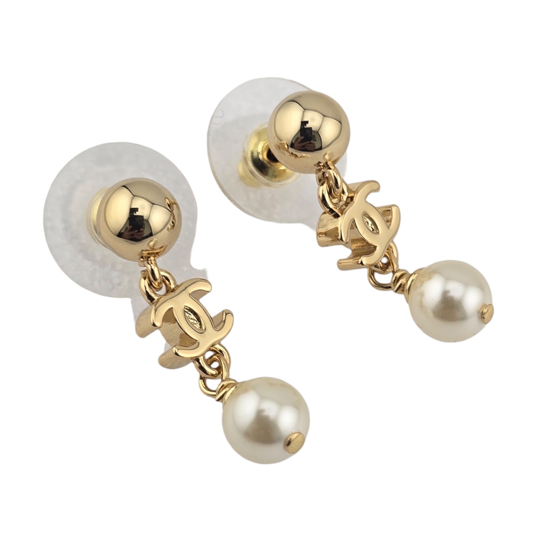 Chanel CC Pendant Faux Pearl Gold Earrings 2026 CHANEL