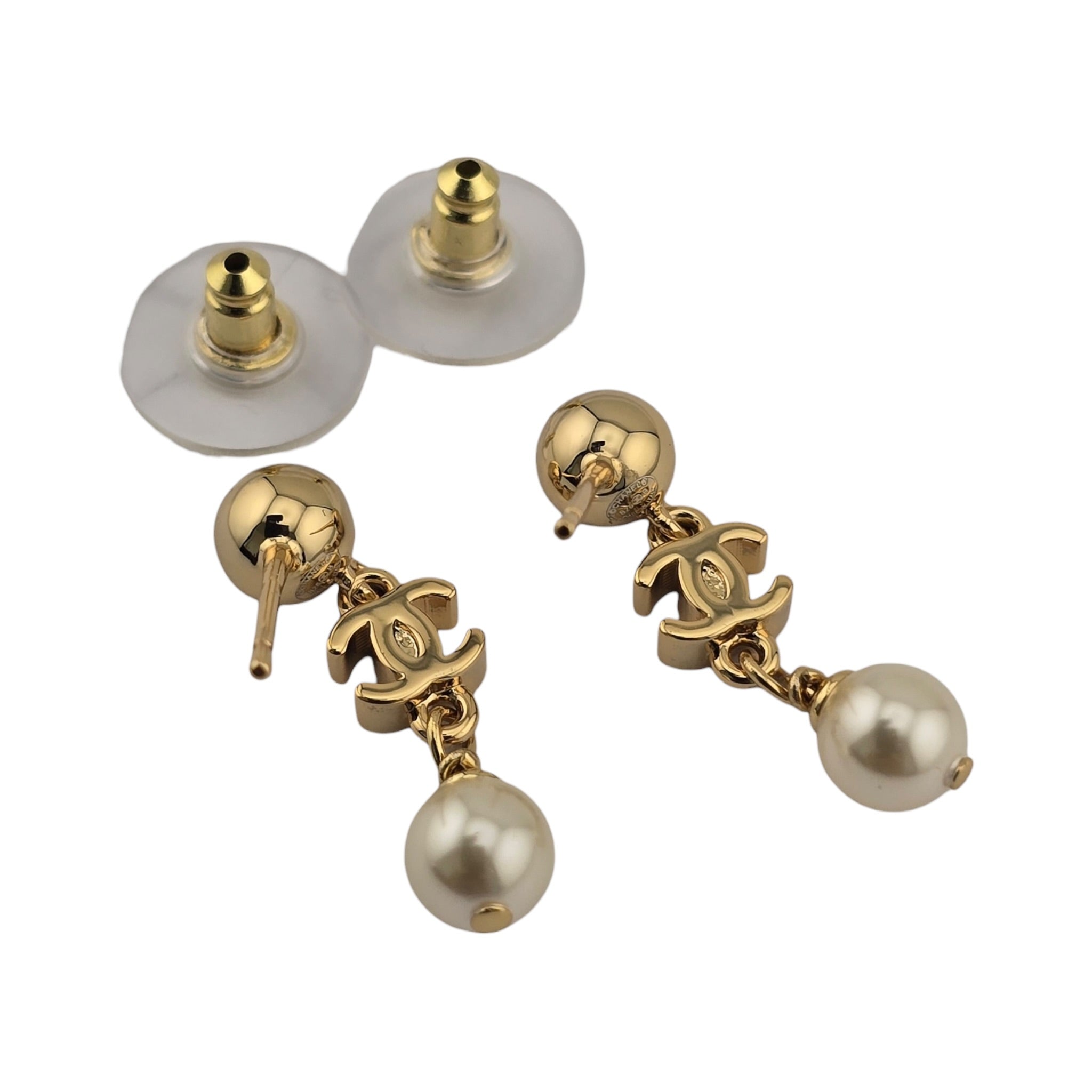 Chanel CC Pendant Faux Pearl Gold Earrings 2026 CHANEL