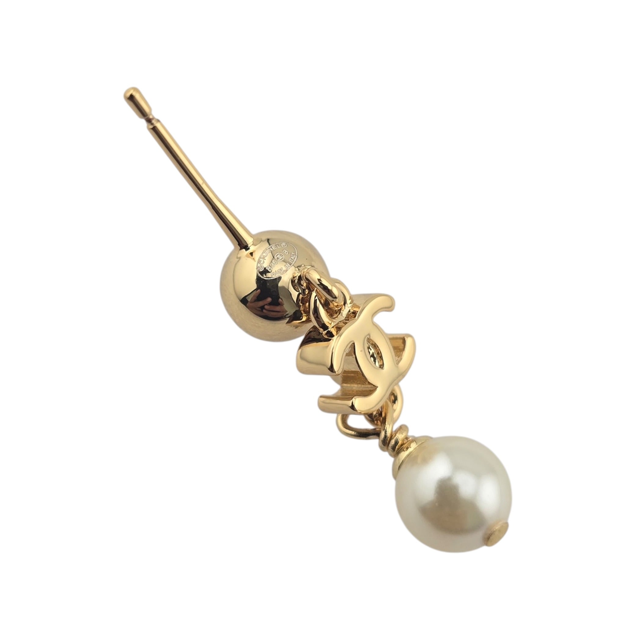 Chanel CC Pendant Faux Pearl Gold Earrings 2026 CHANEL