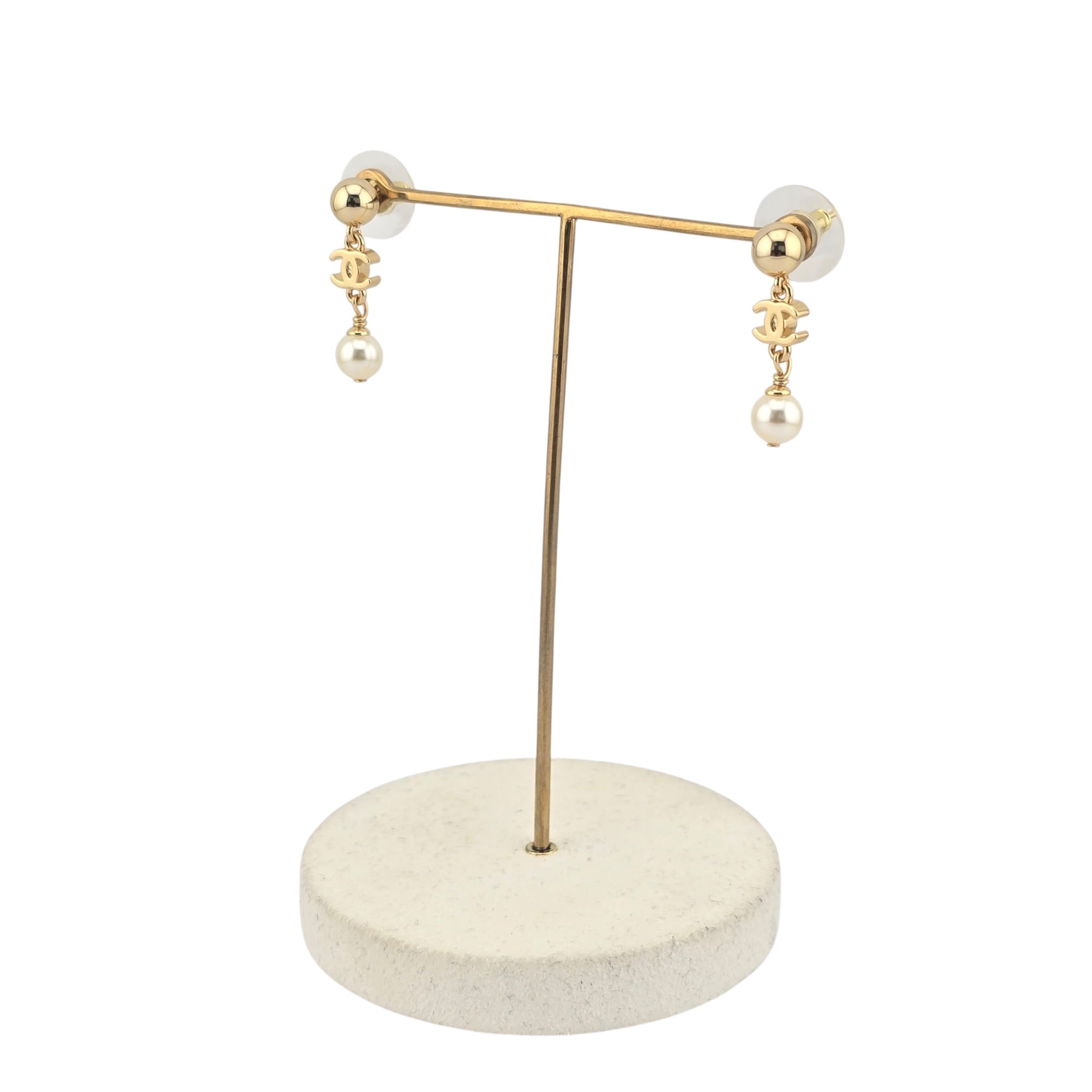 Chanel CC Pendant Faux Pearl Gold Earrings 2026 CHANEL