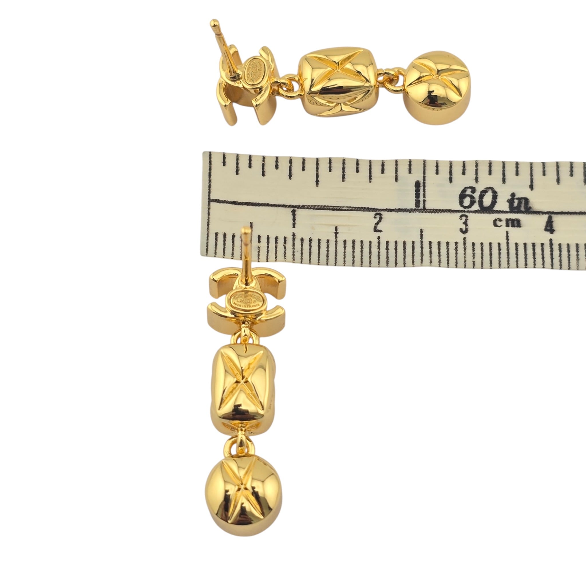 Chanel CC Pendant Crystal Drop Gold Earrings 2026 CHANEL