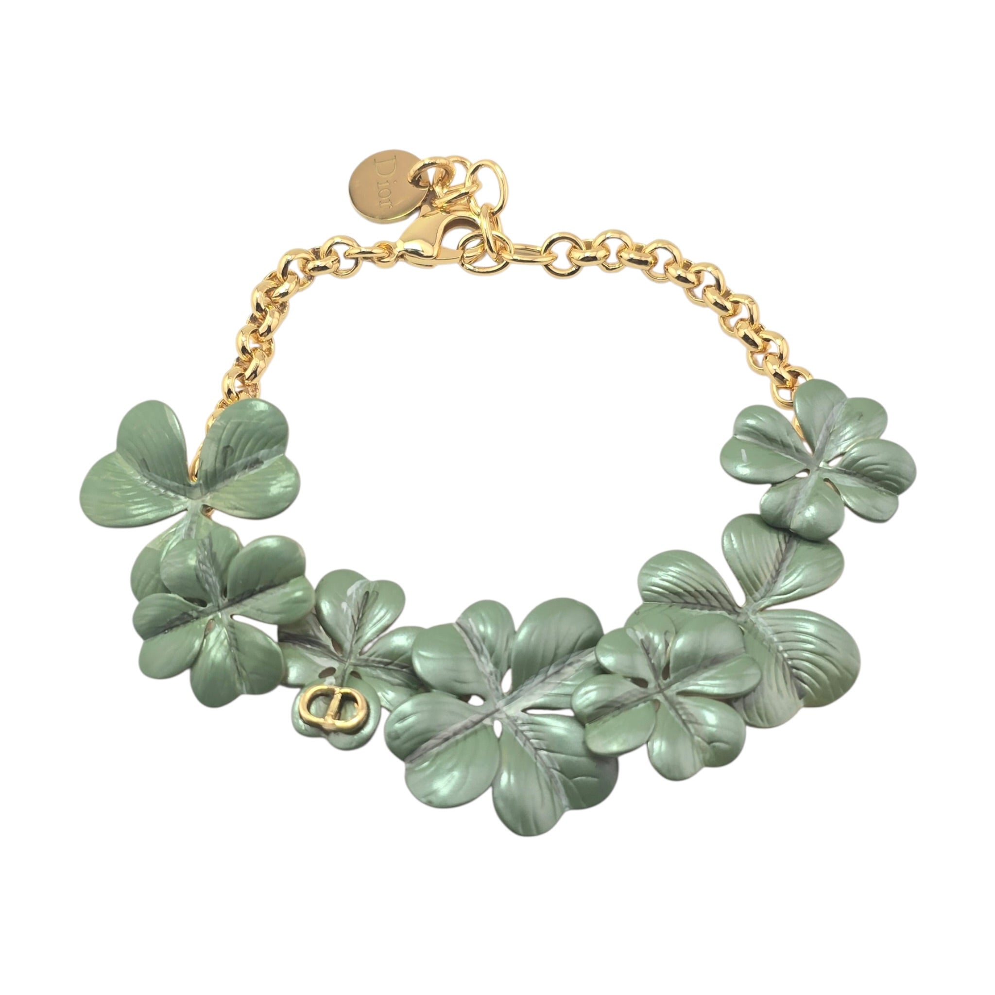 Christian Dior Green Gold Clover Bracelet DIOR