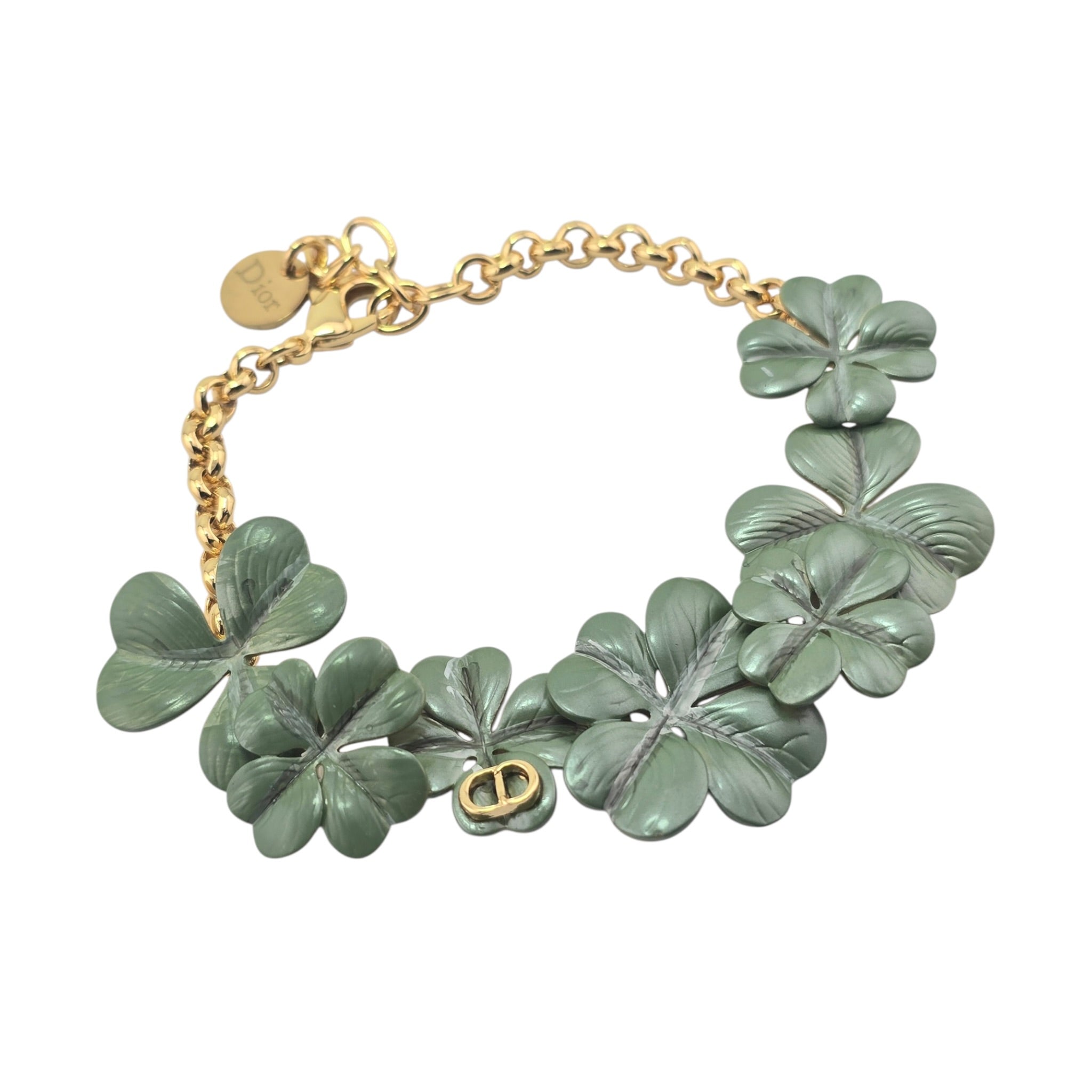 Christian Dior Green Gold Clover Bracelet DIOR