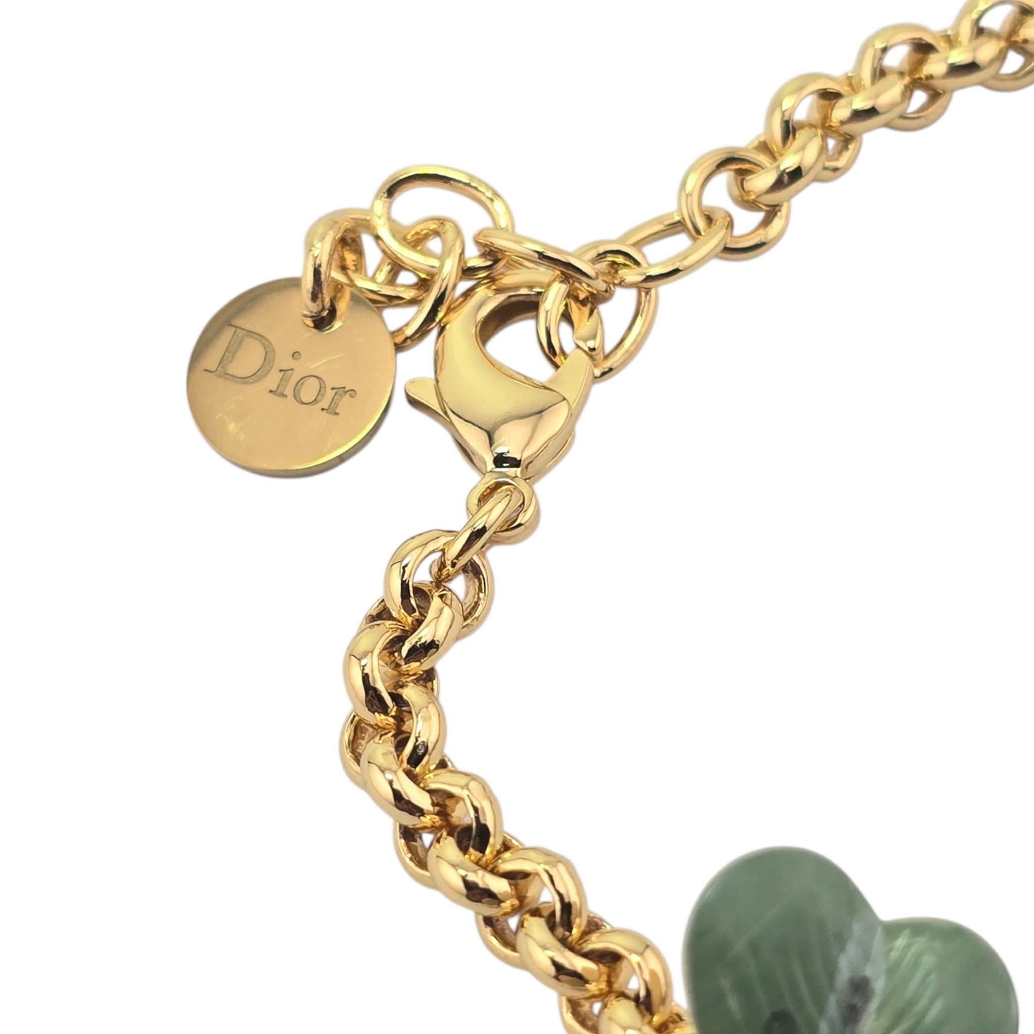 Christian Dior Green Gold Clover Bracelet DIOR