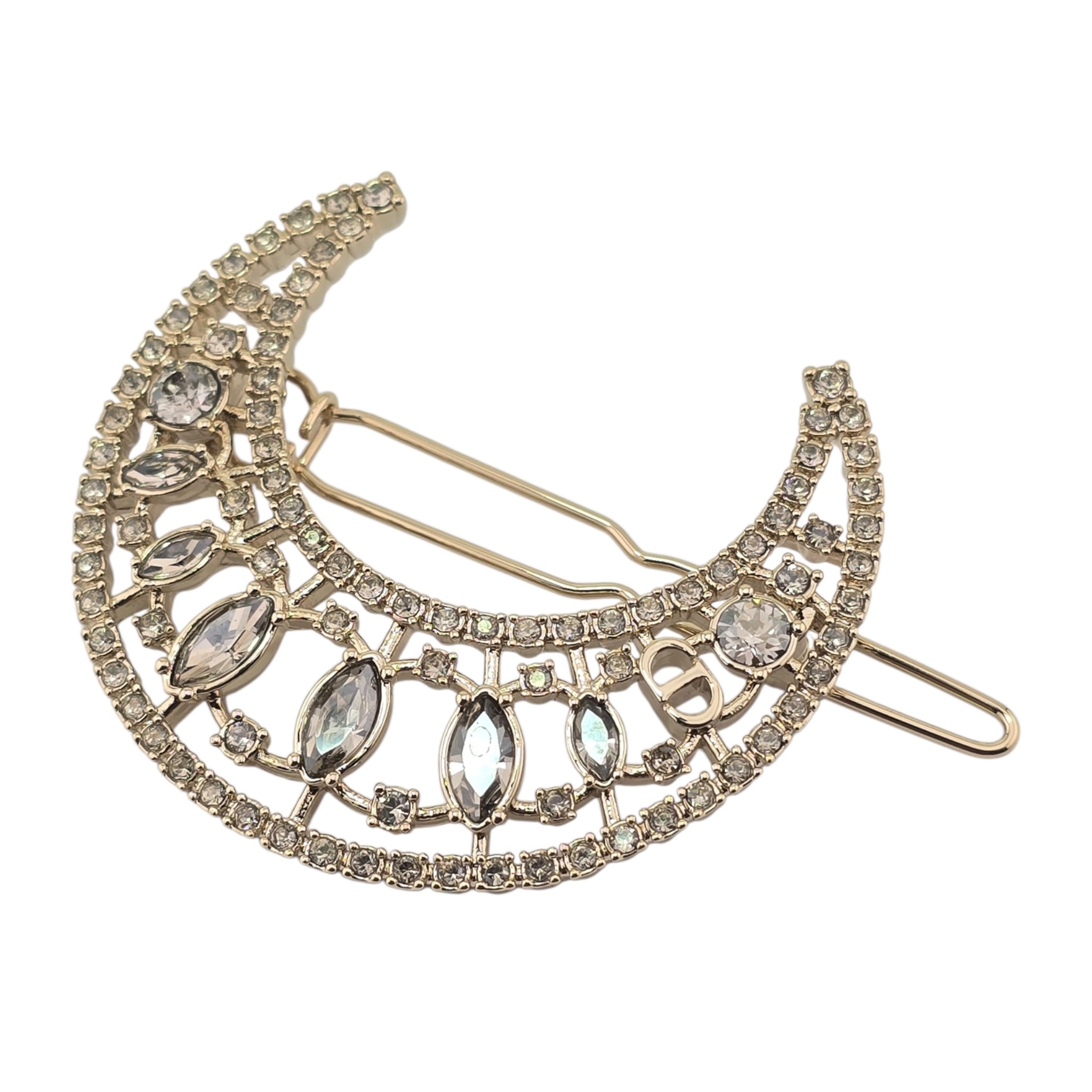 Christian Dior CD Crystal Moon Hair Barrette DIOR