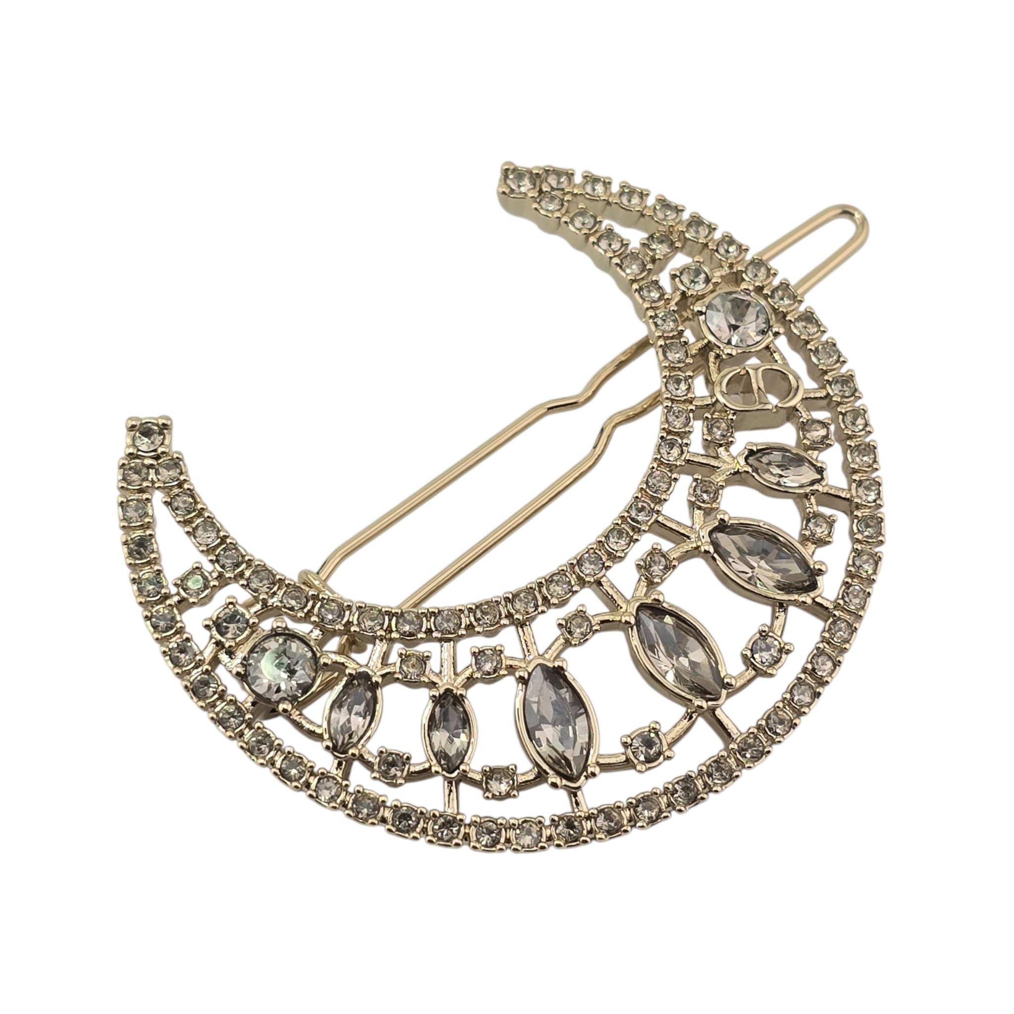Christian Dior CD Crystal Moon Hair Barrette DIOR