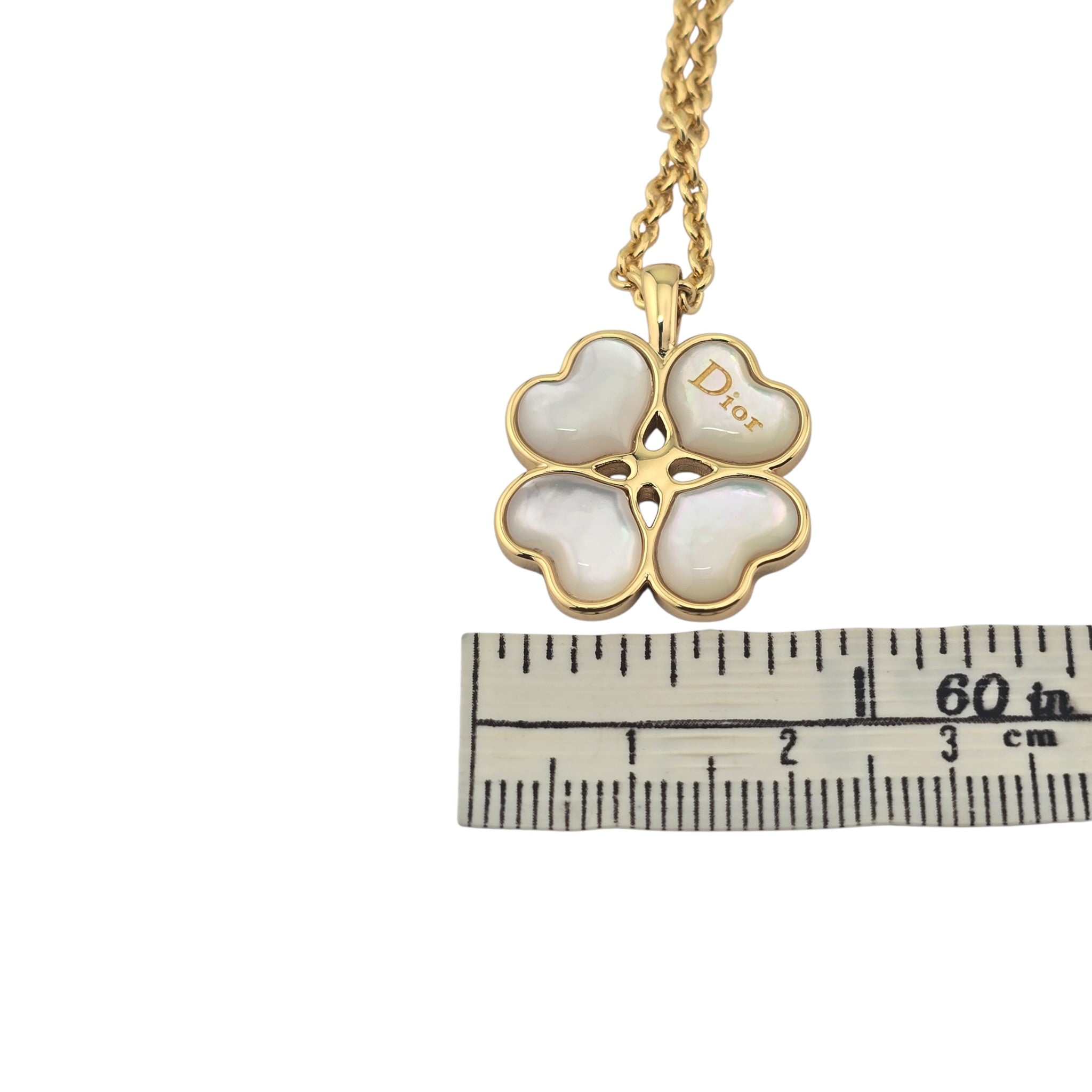 Christian Dior Clover Pendant Gold Necklace DIOR