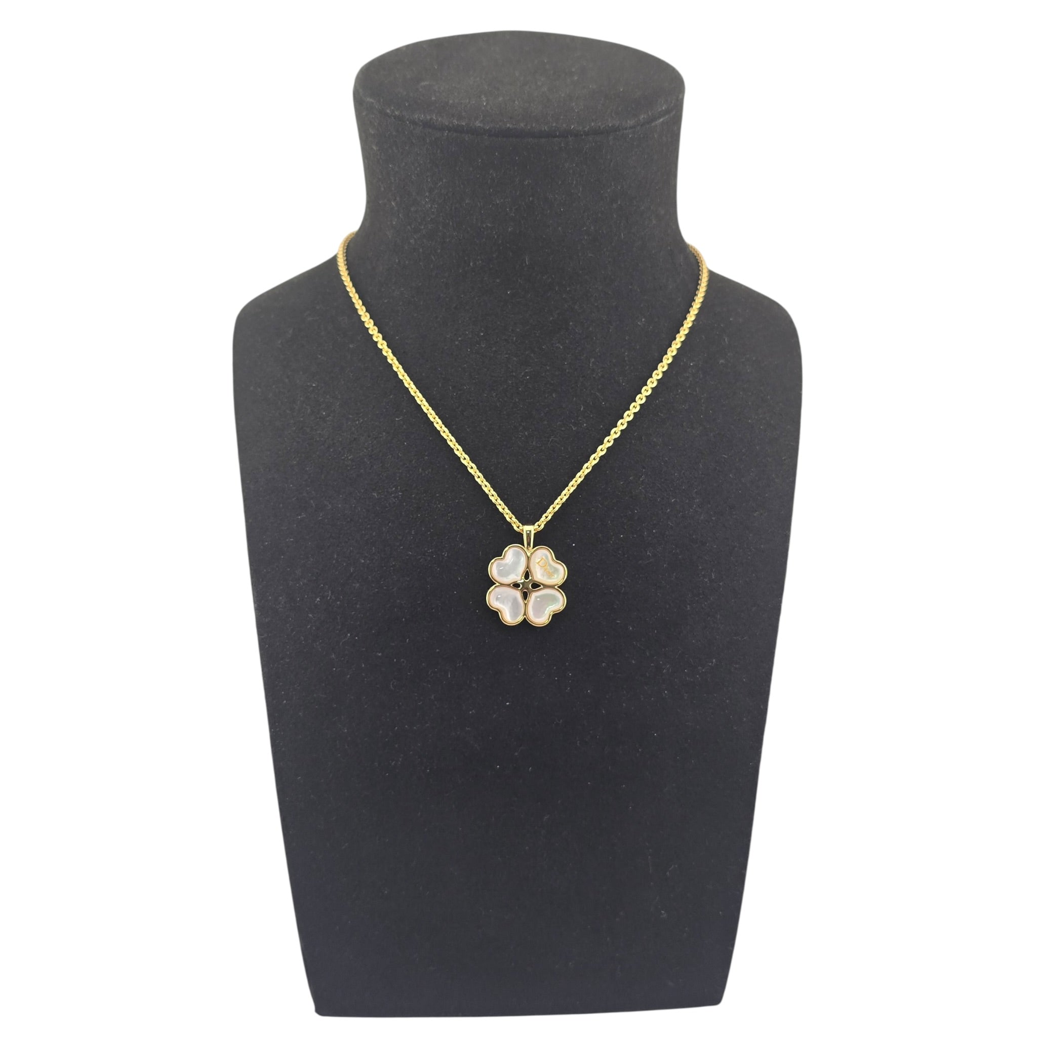 Christian Dior Clover Pendant Gold Necklace DIOR