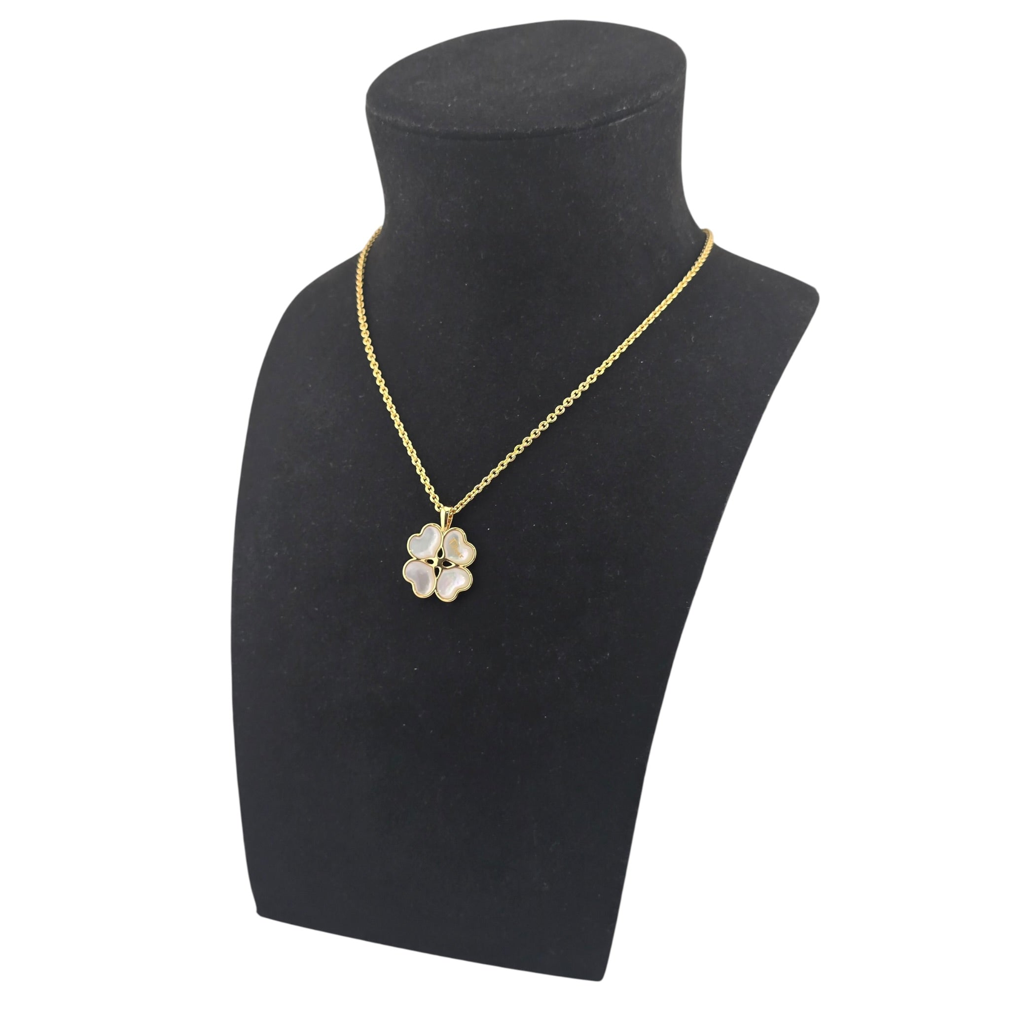 Christian Dior Clover Pendant Gold Necklace DIOR