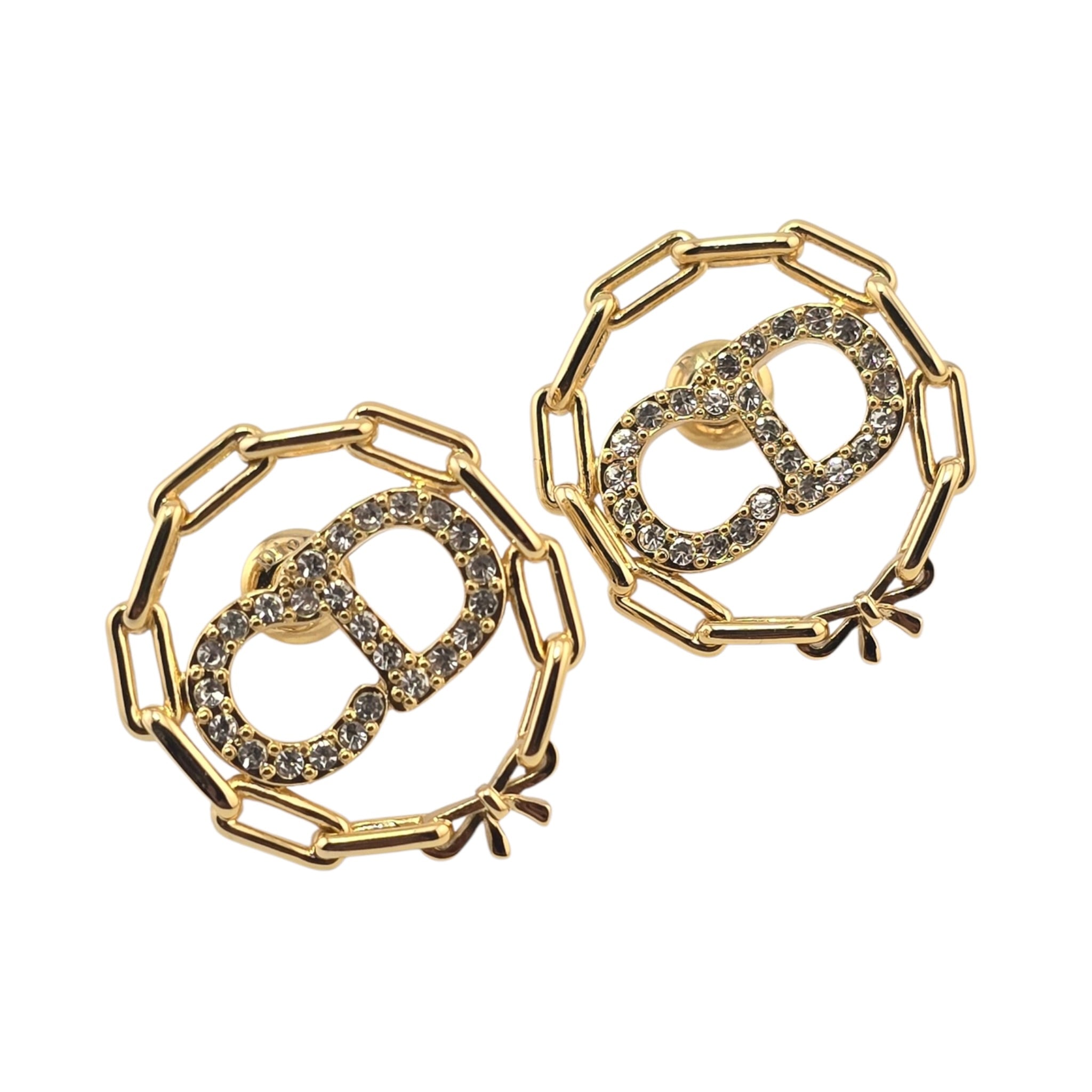 Christian Dior CD Circle Chain Stud Earrings DIOR