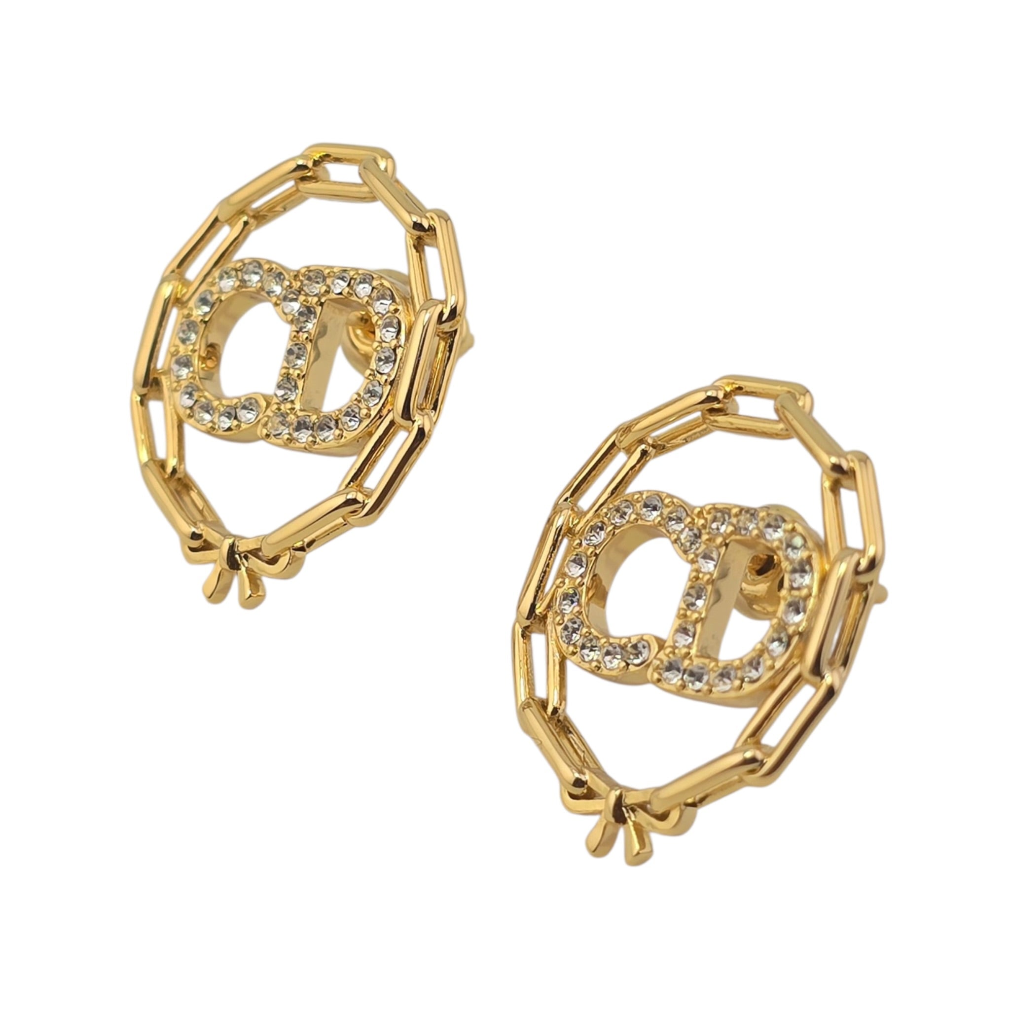 Christian Dior CD Circle Chain Stud Earrings DIOR