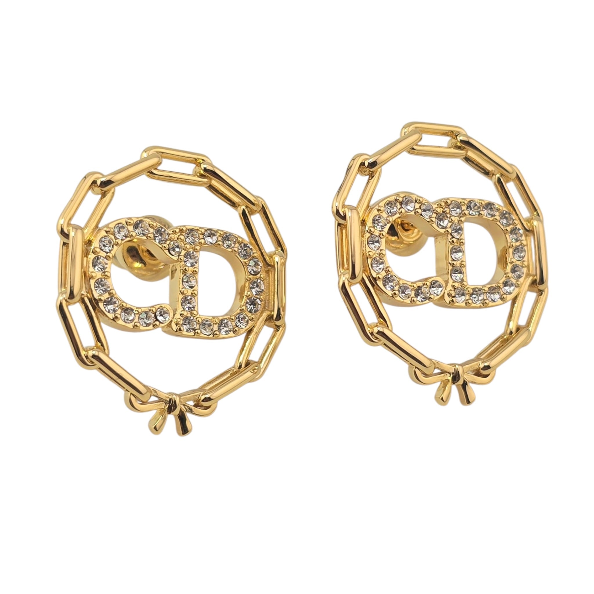 Christian Dior CD Circle Chain Stud Earrings DIOR