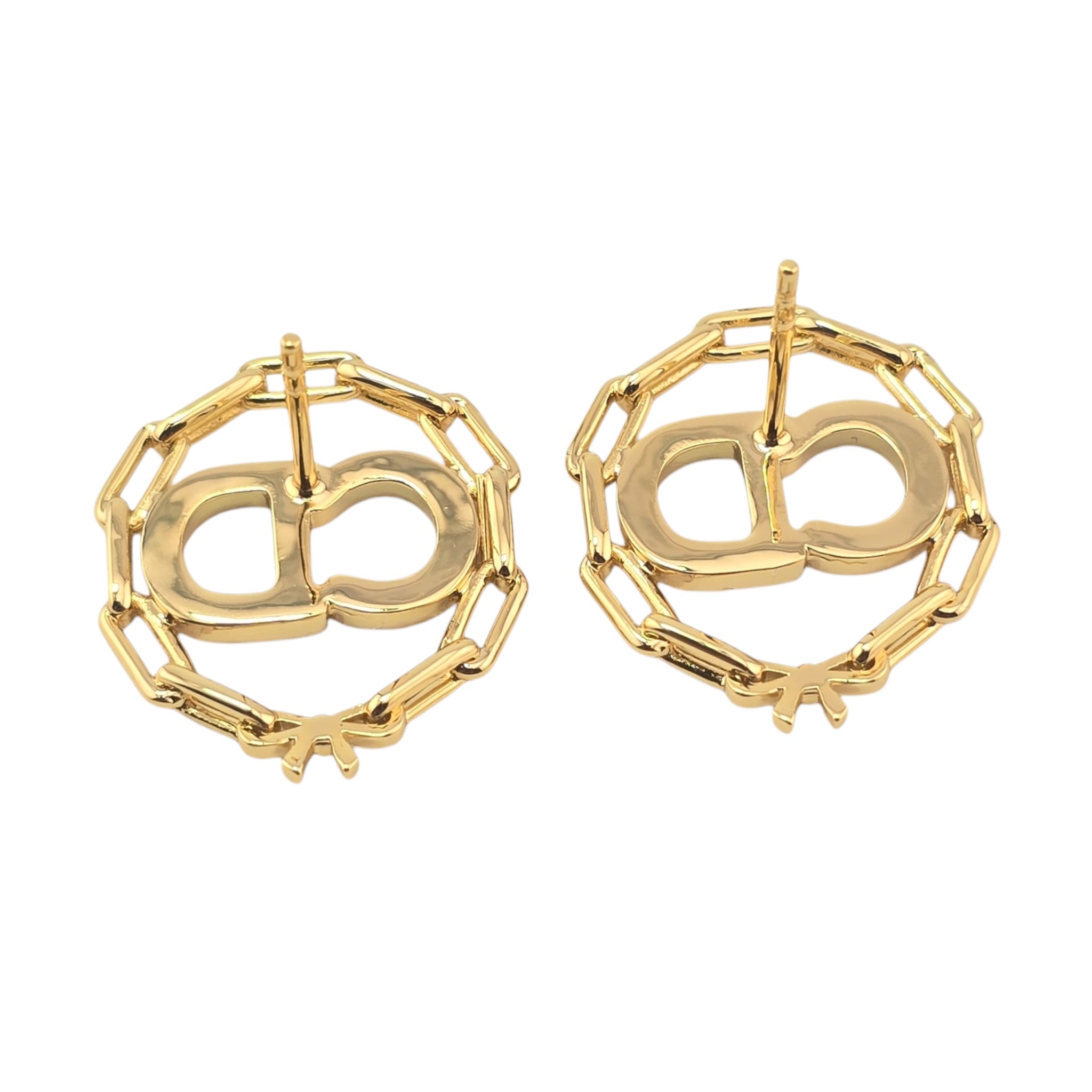 Christian Dior CD Circle Chain Stud Earrings DIOR