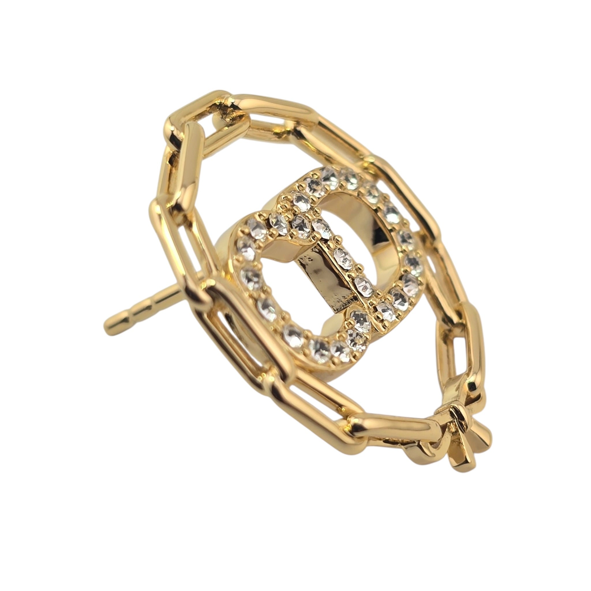 Christian Dior CD Circle Chain Stud Earrings DIOR