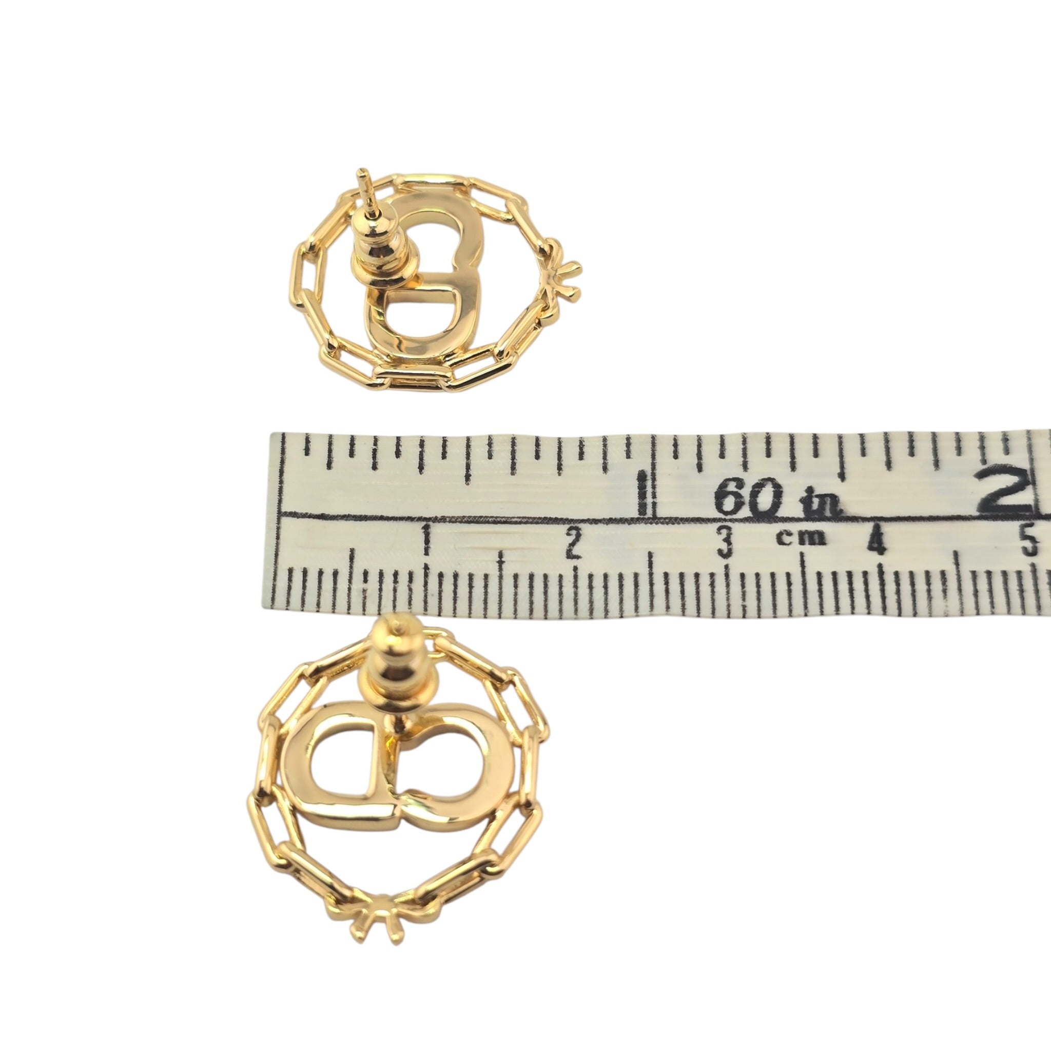 Christian Dior CD Circle Chain Stud Earrings DIOR