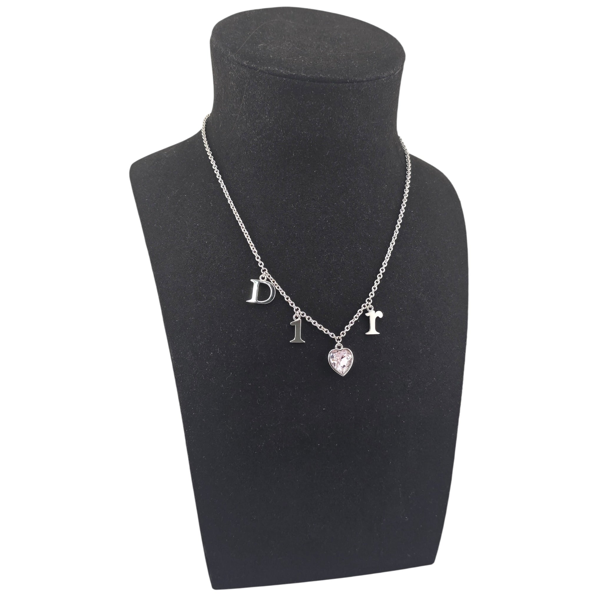Christian Dior Pink Heart Silver Necklace DIOR