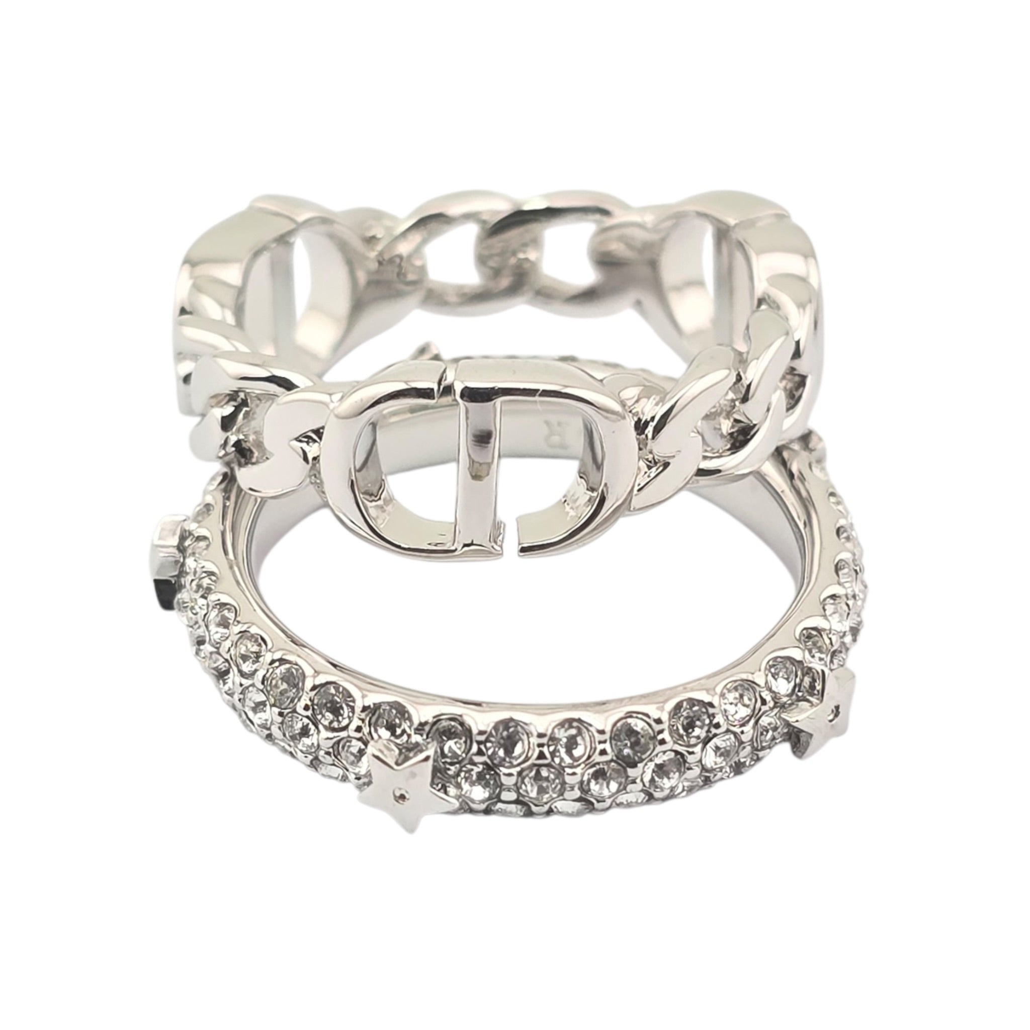 Christian Dior CD Silver Crystal Ring DIOR