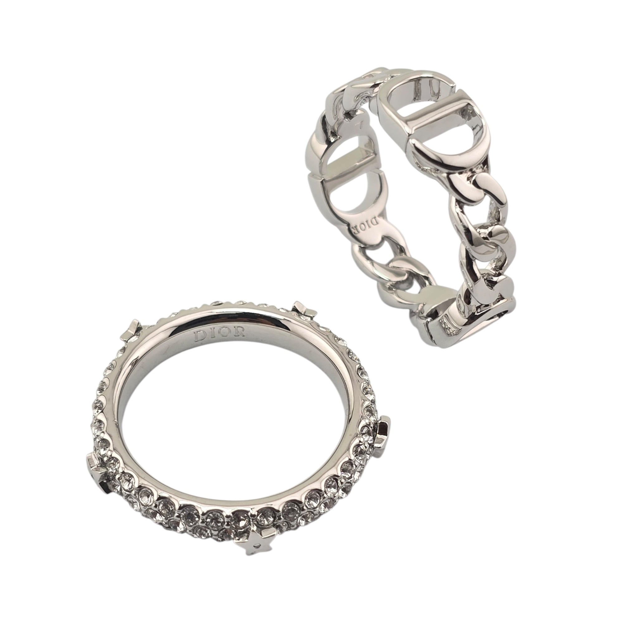 Christian Dior CD Silver Crystal Ring DIOR