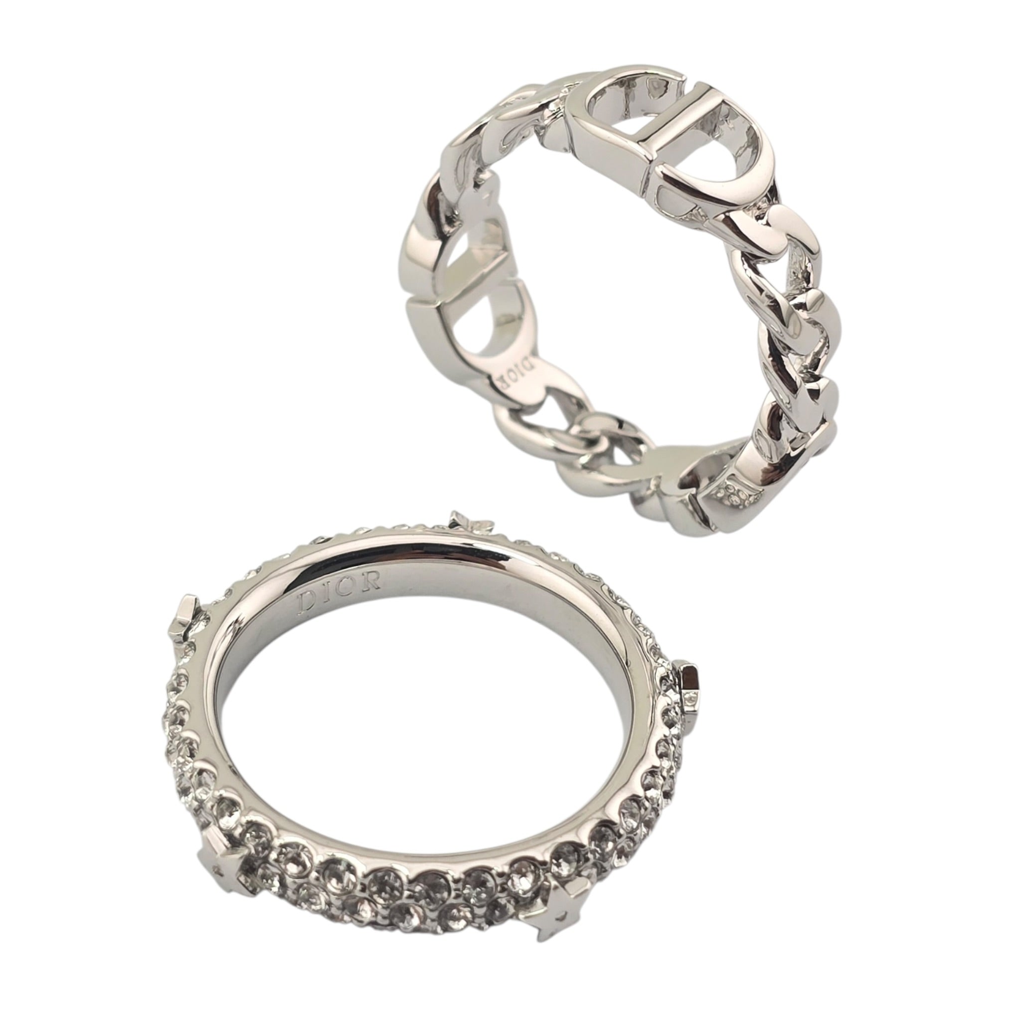 Christian Dior CD Silver Crystal Ring DIOR