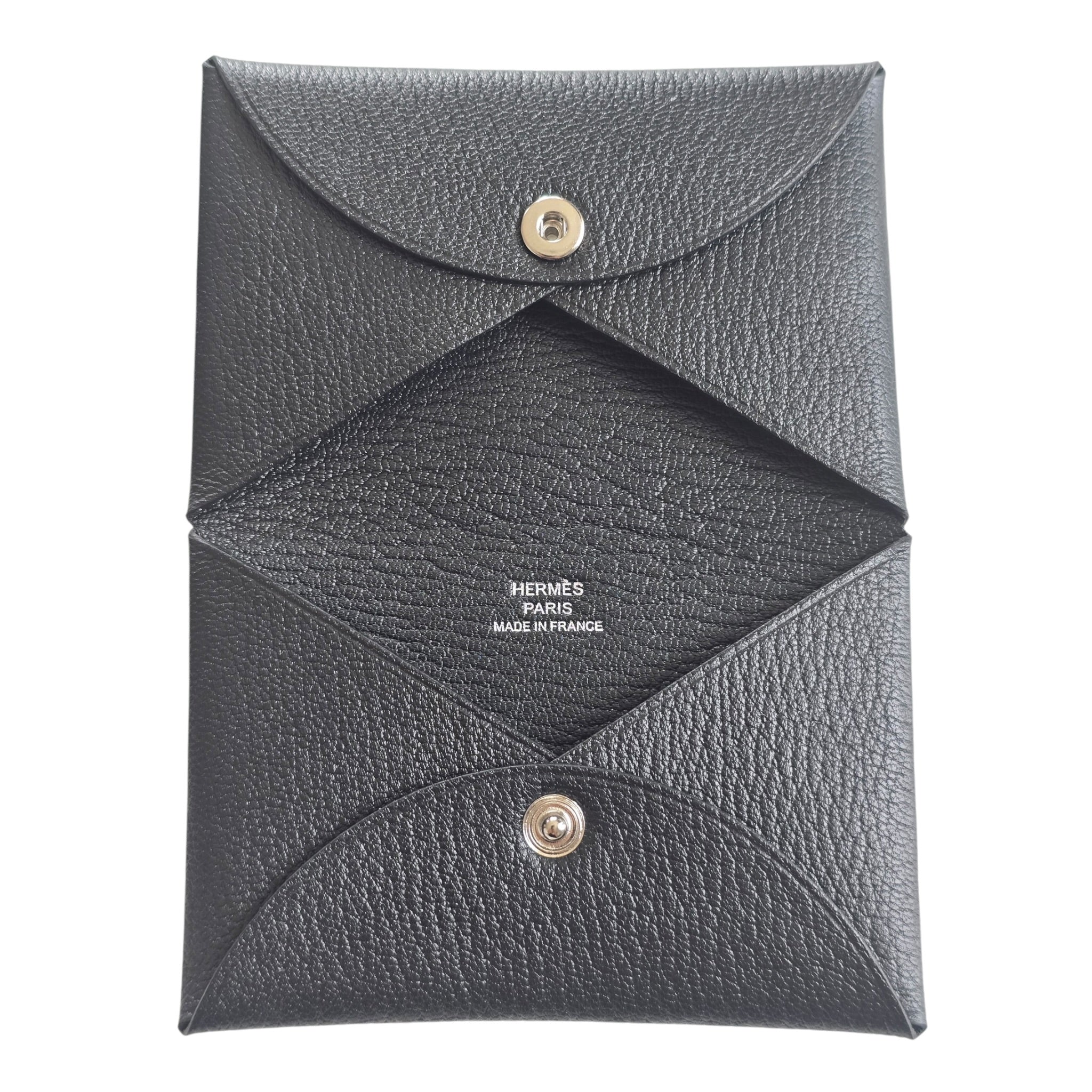 Hermès Calvi Card Holder Noir Chevre Mysore HERMES