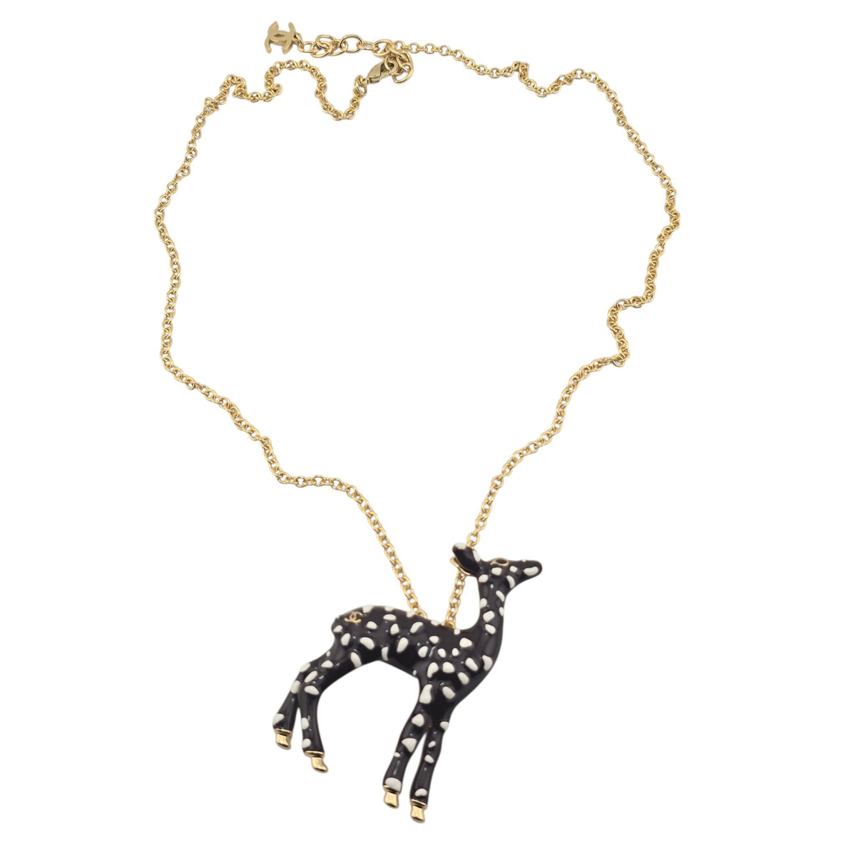 Chanel CC Deer Gold Maroon Necklace 2026 CHANEL