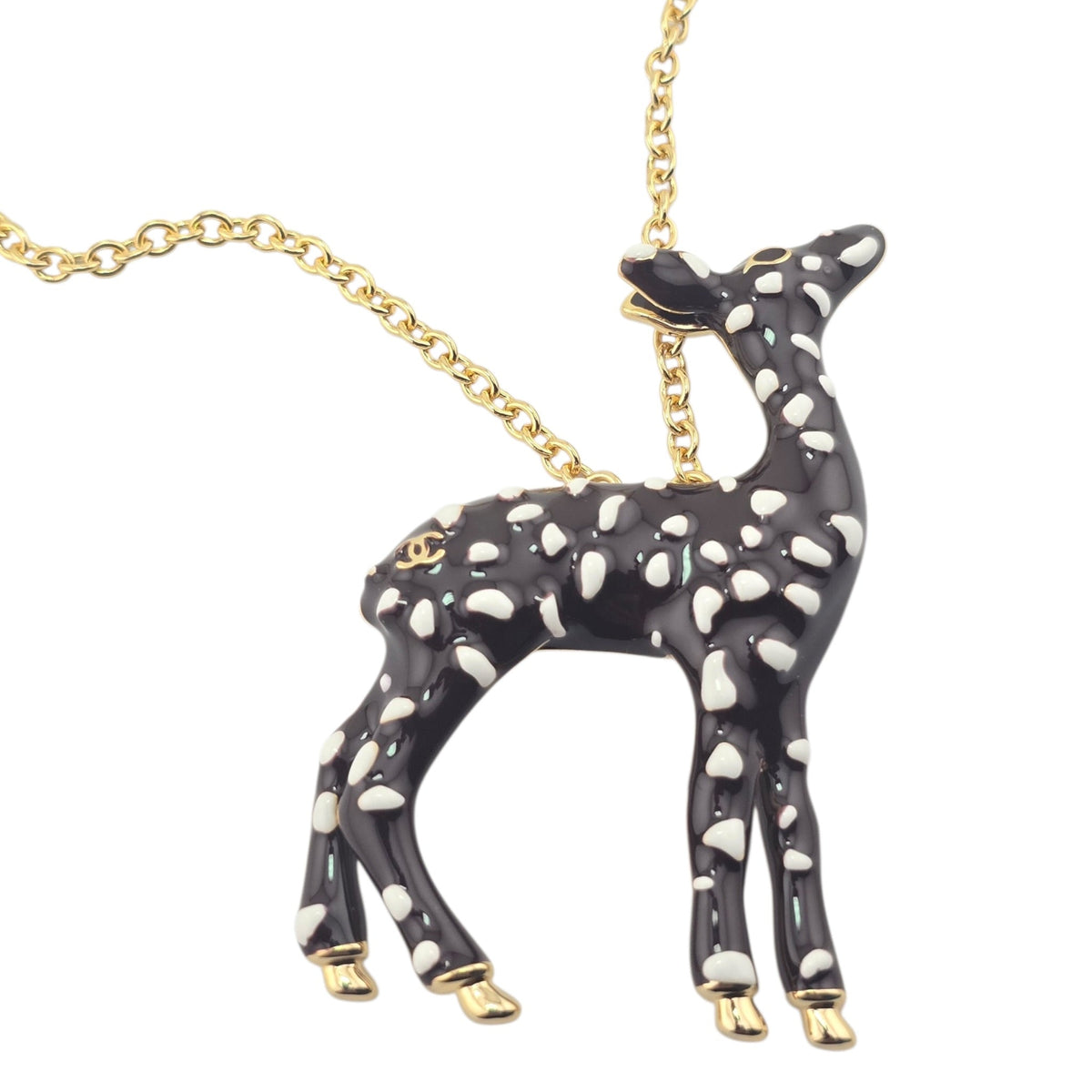Chanel CC Deer Gold Maroon Necklace 2026 CHANEL